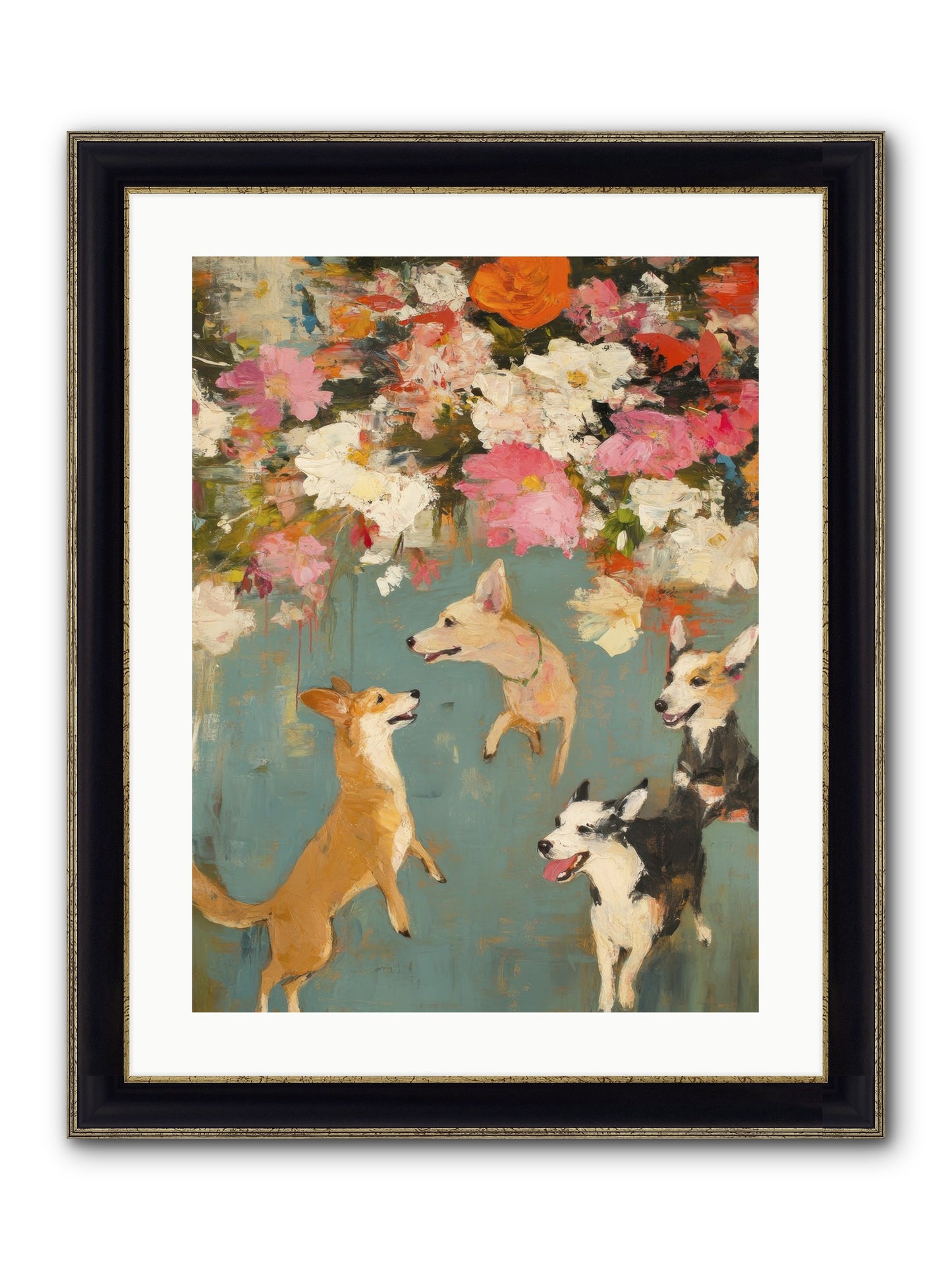 Wild Bloom Companions Framed Print - Black & Gold 18x24