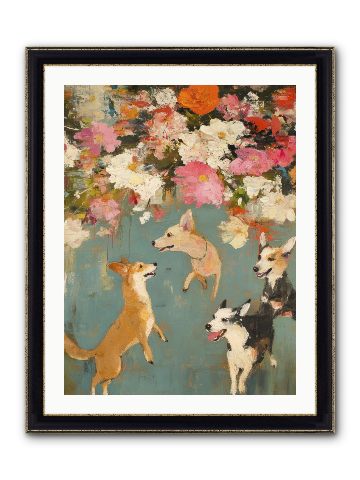 Wild Bloom Companions Framed Print - Black & Gold 24x32