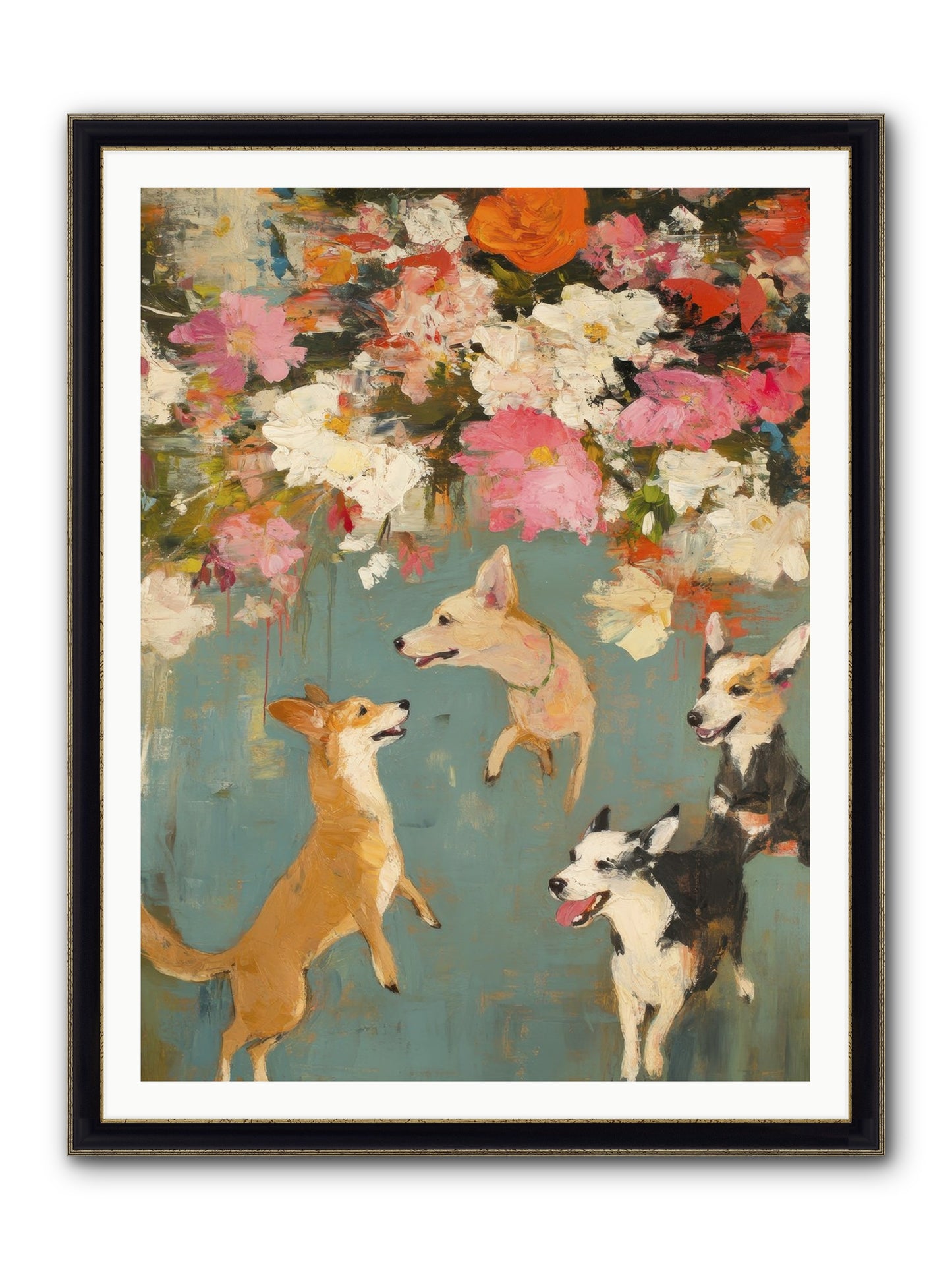 Wild Bloom Companions Framed Print - Black & Gold 36x48
