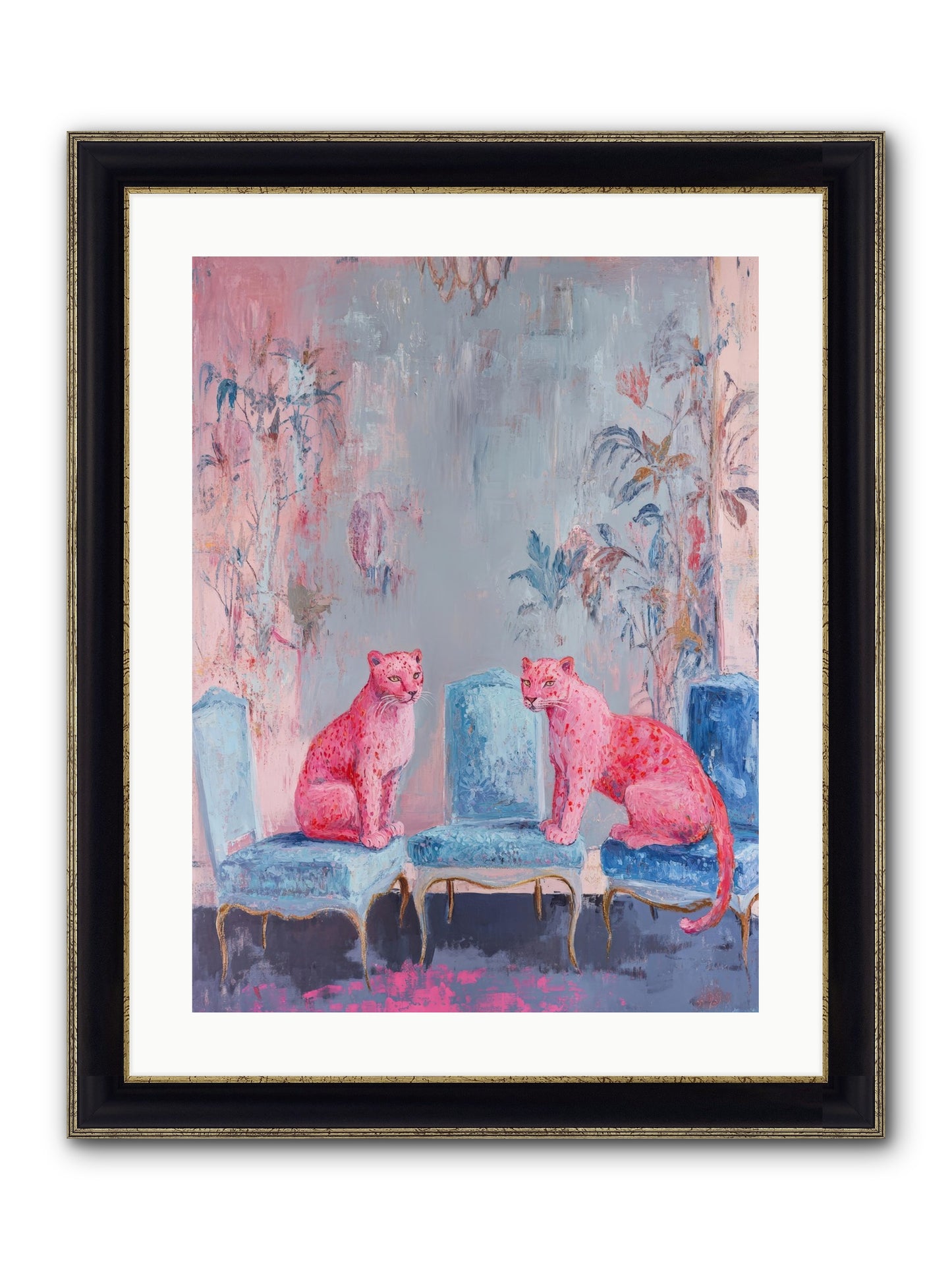 Wild Blue Velvet Framed Print - Black & Gold 18x24