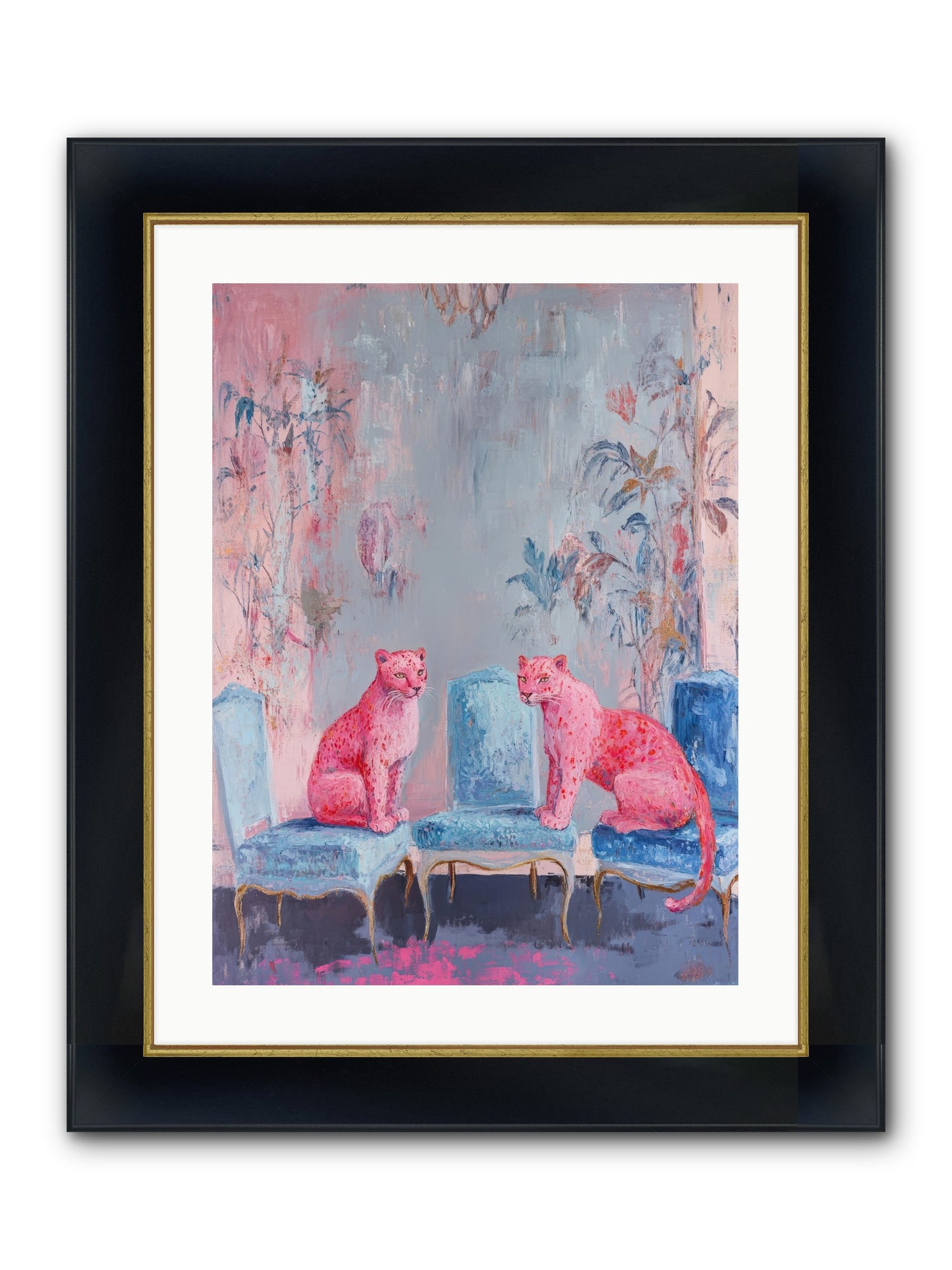 Wild Blue Velvet Framed Print - Wide Black w/Gold 18x24