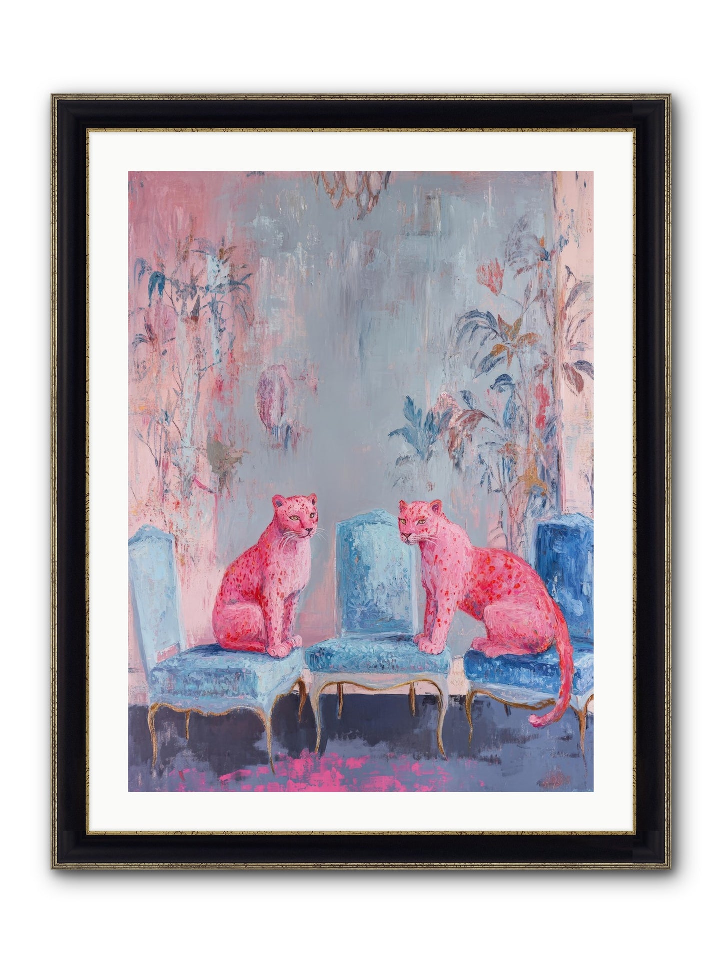 Wild Blue Velvet Framed Print - Black & Gold 24x32