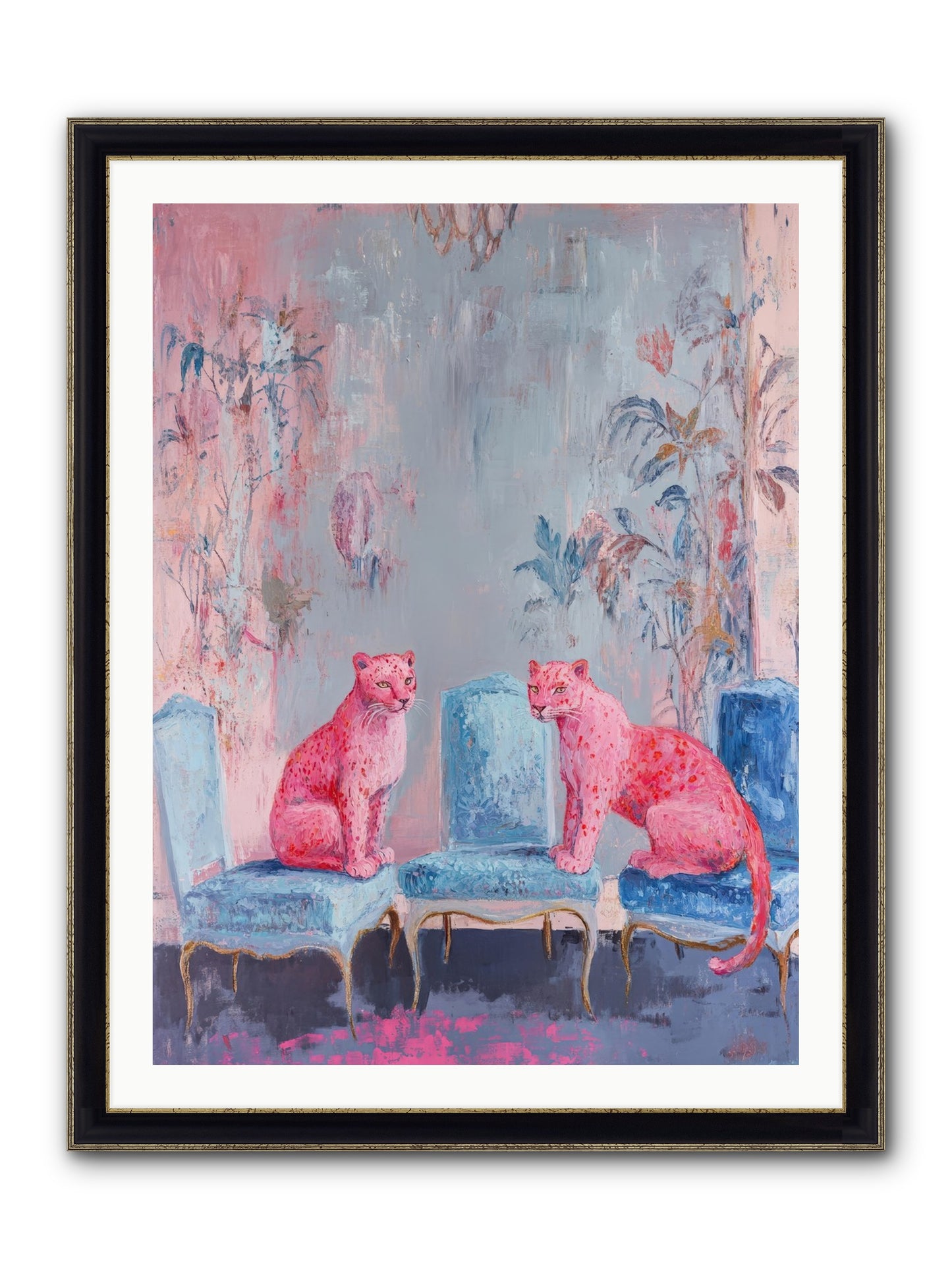 Wild Blue Velvet Framed Print - Black & Gold 30x40
