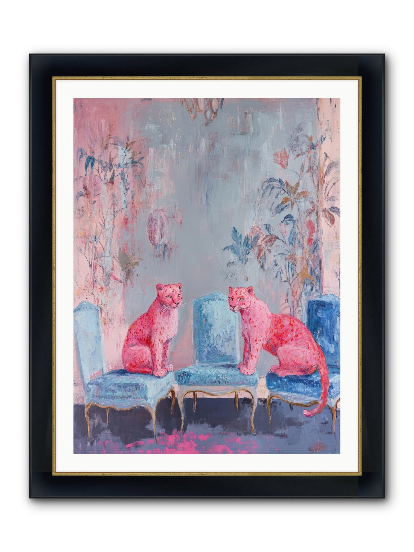 Wild Blue Velvet Framed Print - Wide Black w/Gold 30x40