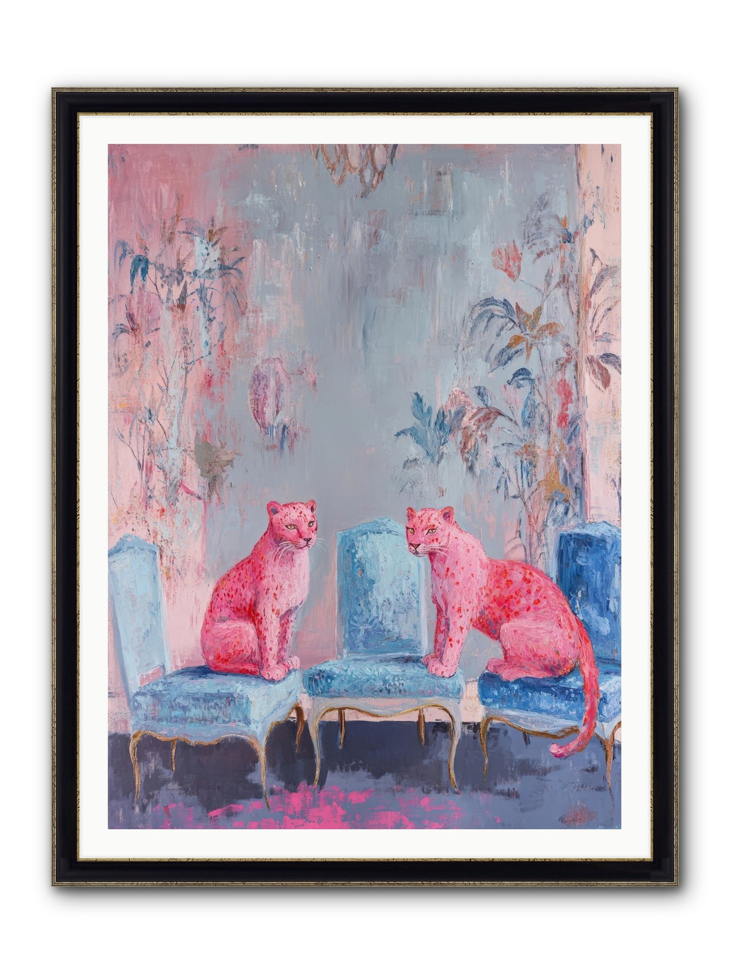 Wild Blue Velvet Framed Print - Black & Gold 36x48