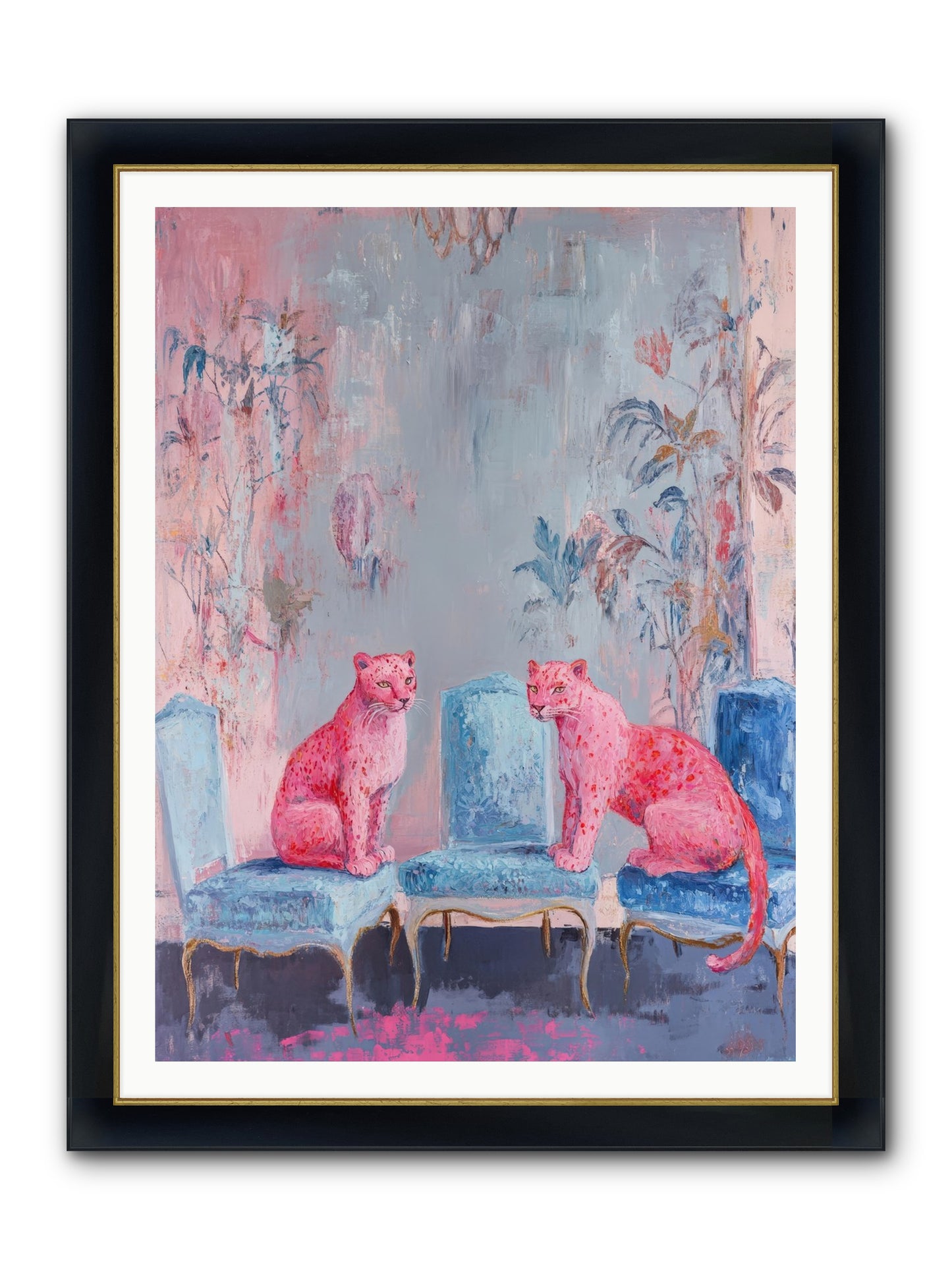 Wild Blue Velvet Framed Print - Wide Black w/Gold 36x48