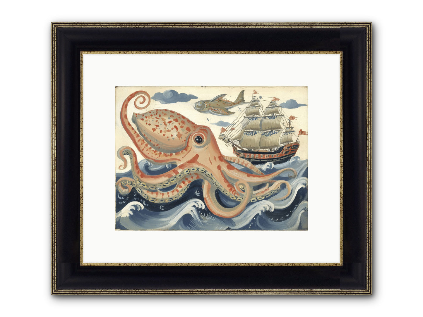 Wild Current Framed Print - Black & Gold 12x9