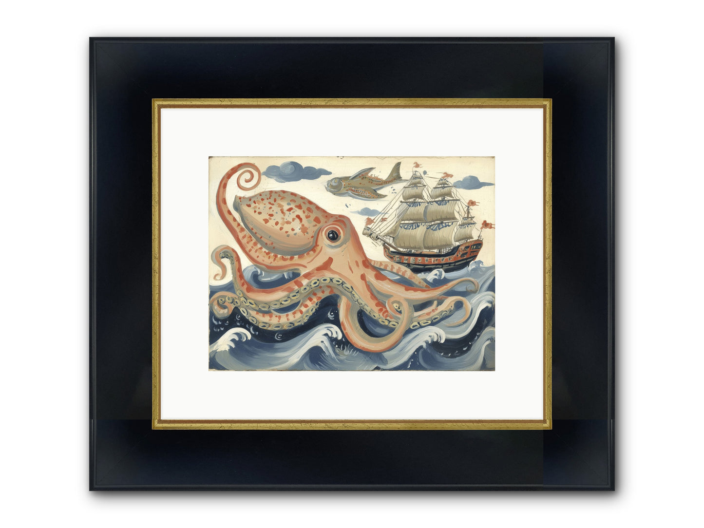 Wild Current Framed Print - Wide Black w/Gold 12x9