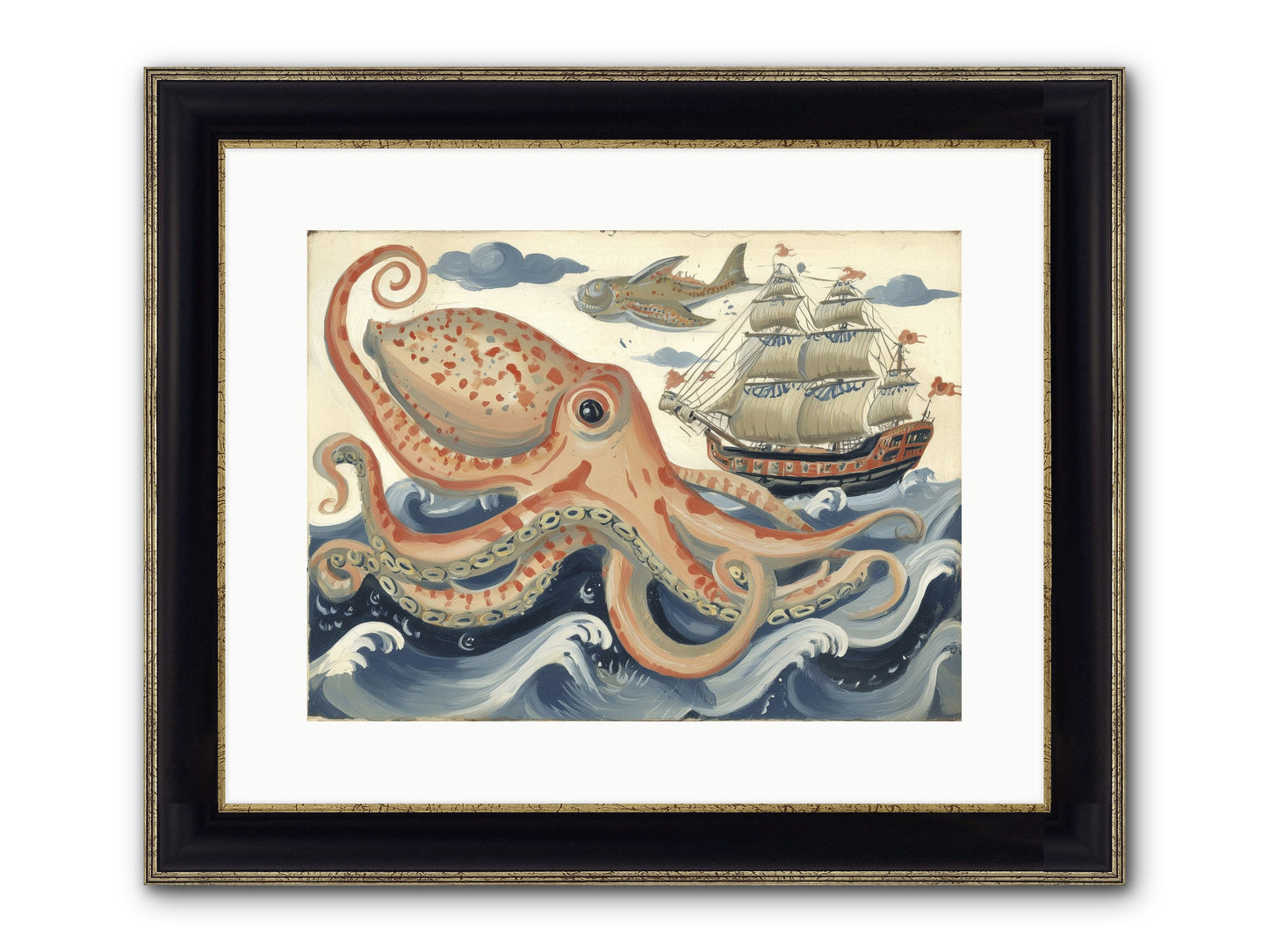 Wild Current Framed Print - Black & Gold 16x12