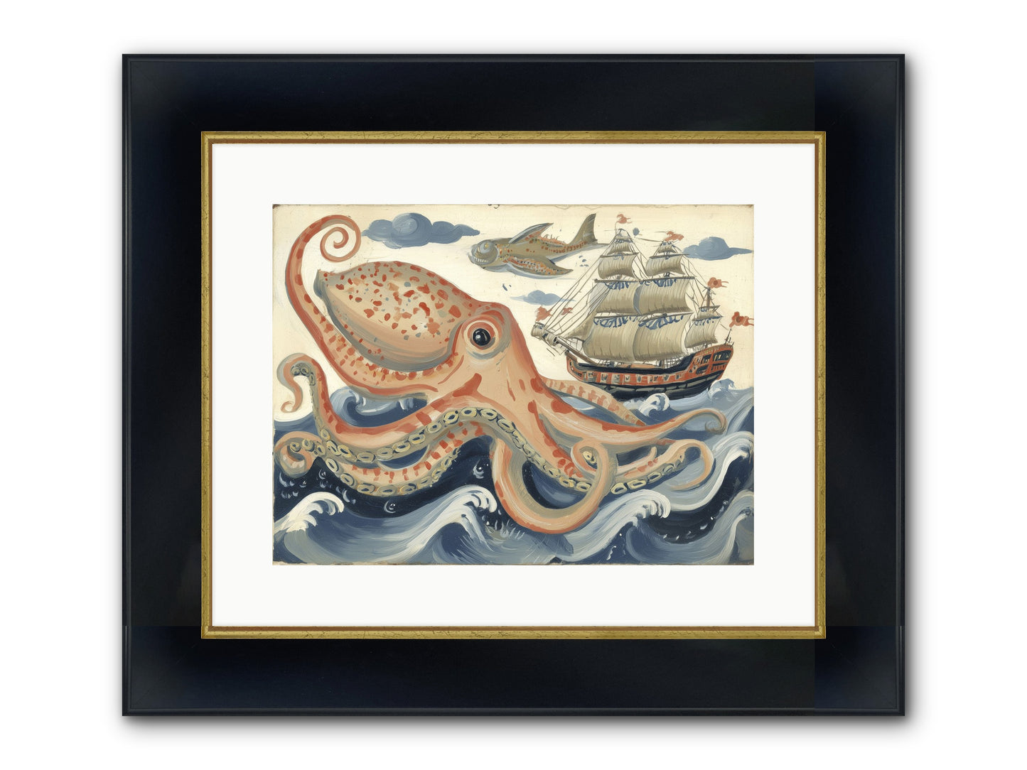 Wild Current Framed Print - Wide Black w/Gold 16x12