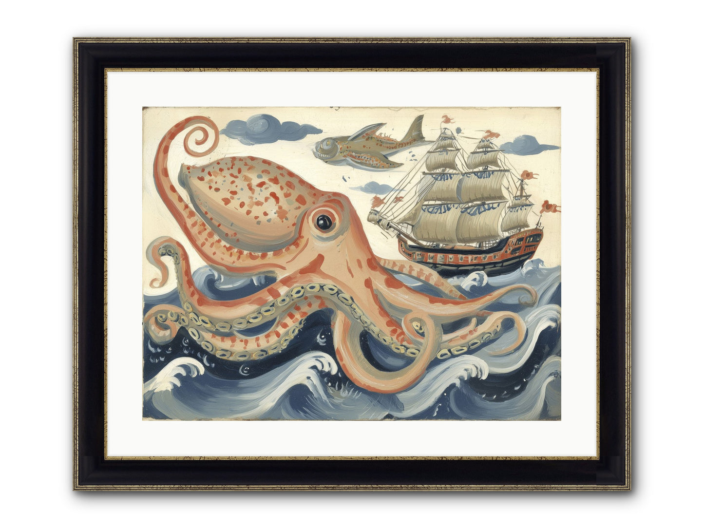 Wild Current Framed Print - Black & Gold 24x18
