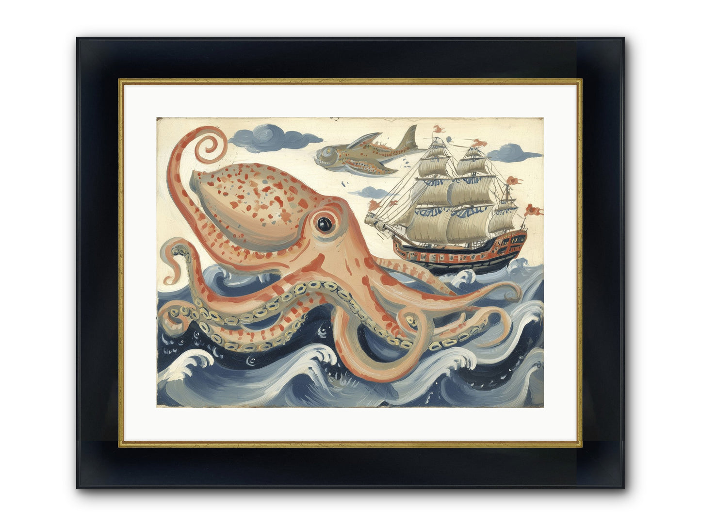 Wild Current Framed Print - Wide Black w/Gold 24x18