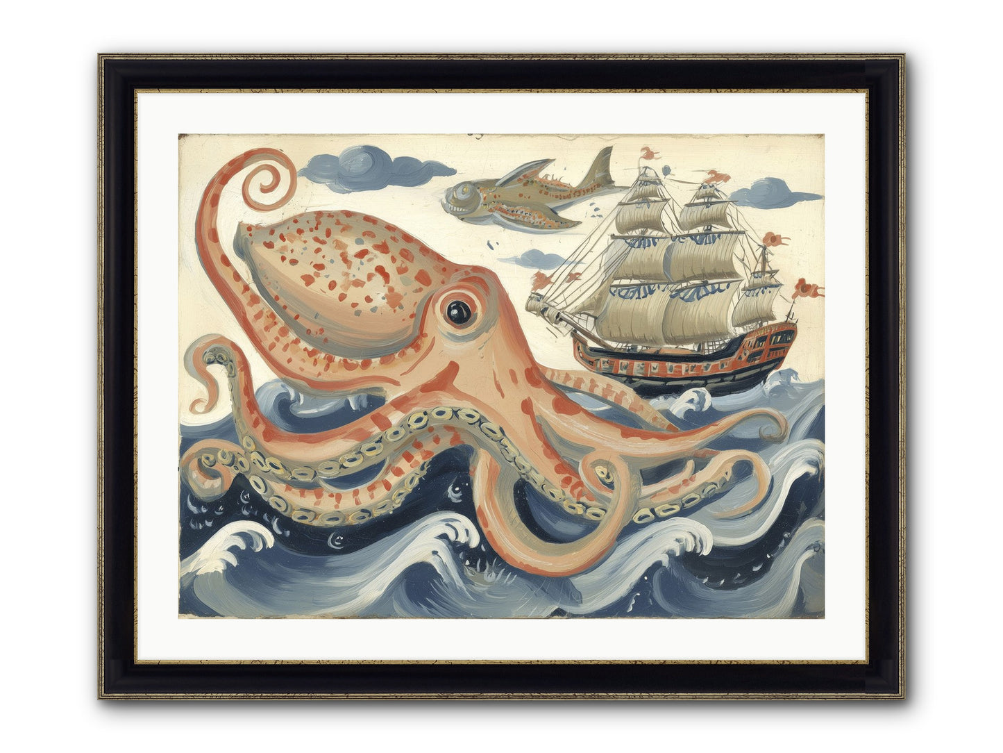Wild Current Framed Print - Black & Gold 32x24