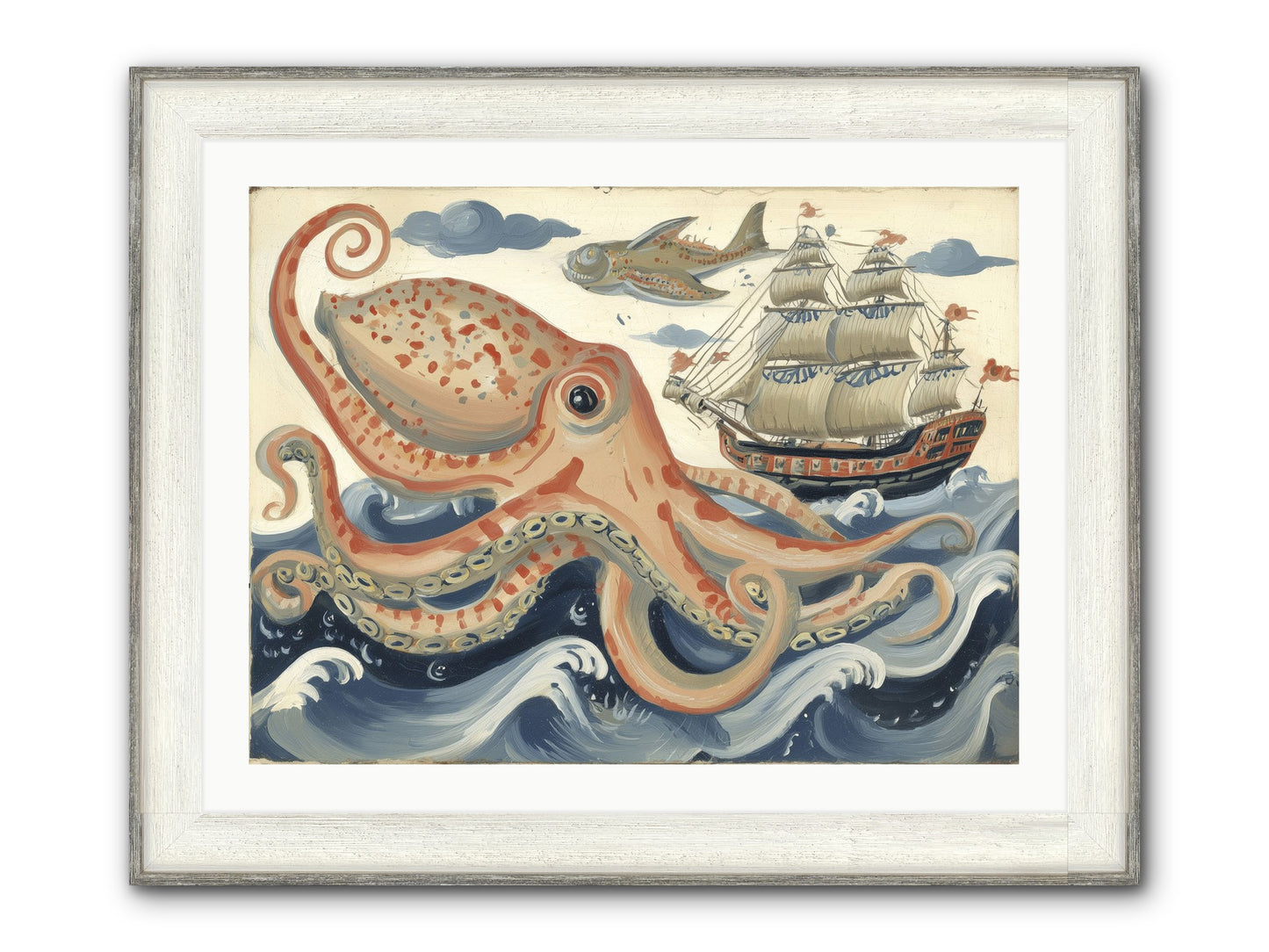 Wild Current Framed Print - Driftwood White 32x24