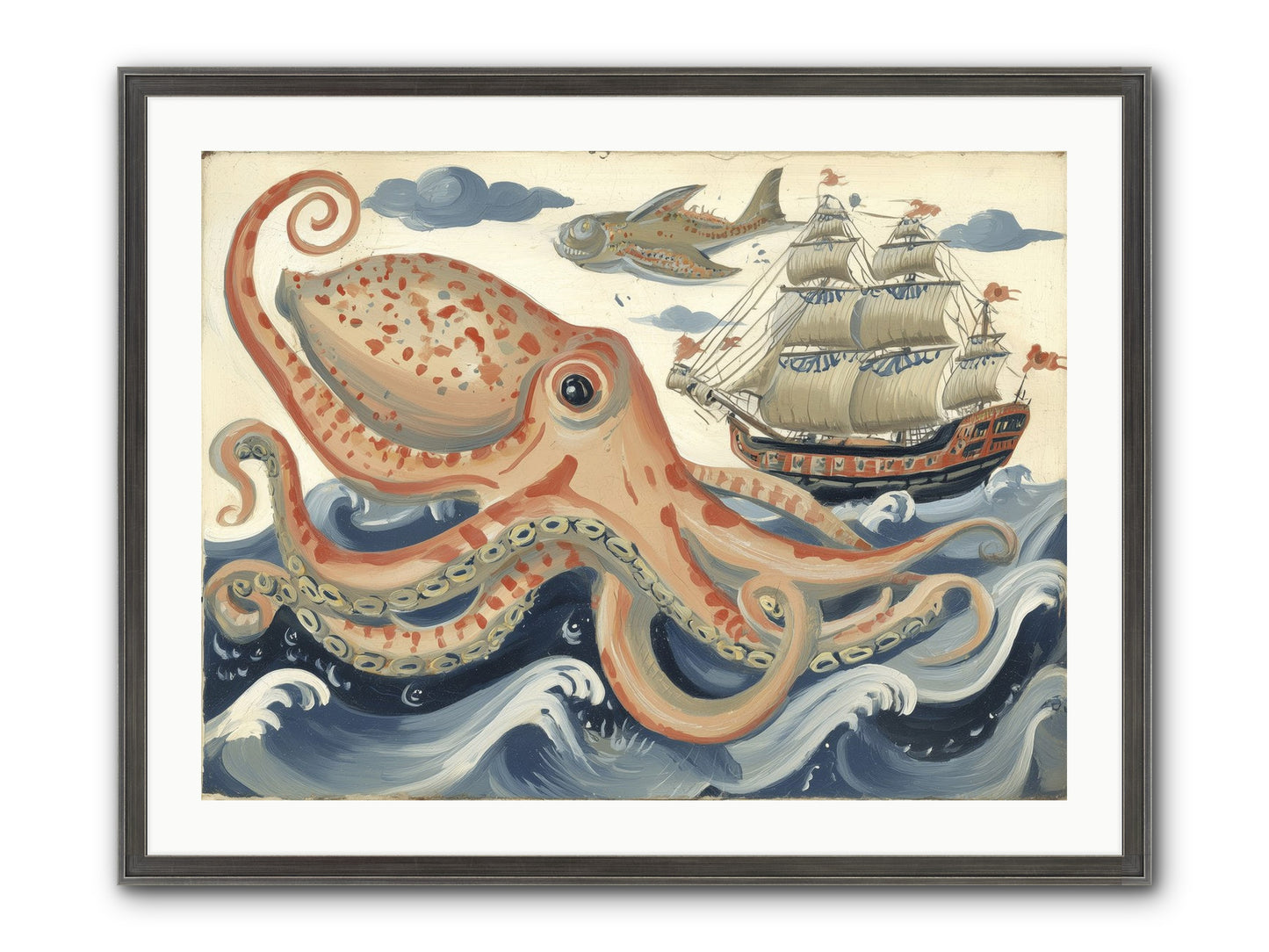 Wild Current Framed Print - Slimwoods Black/Silver 32x24