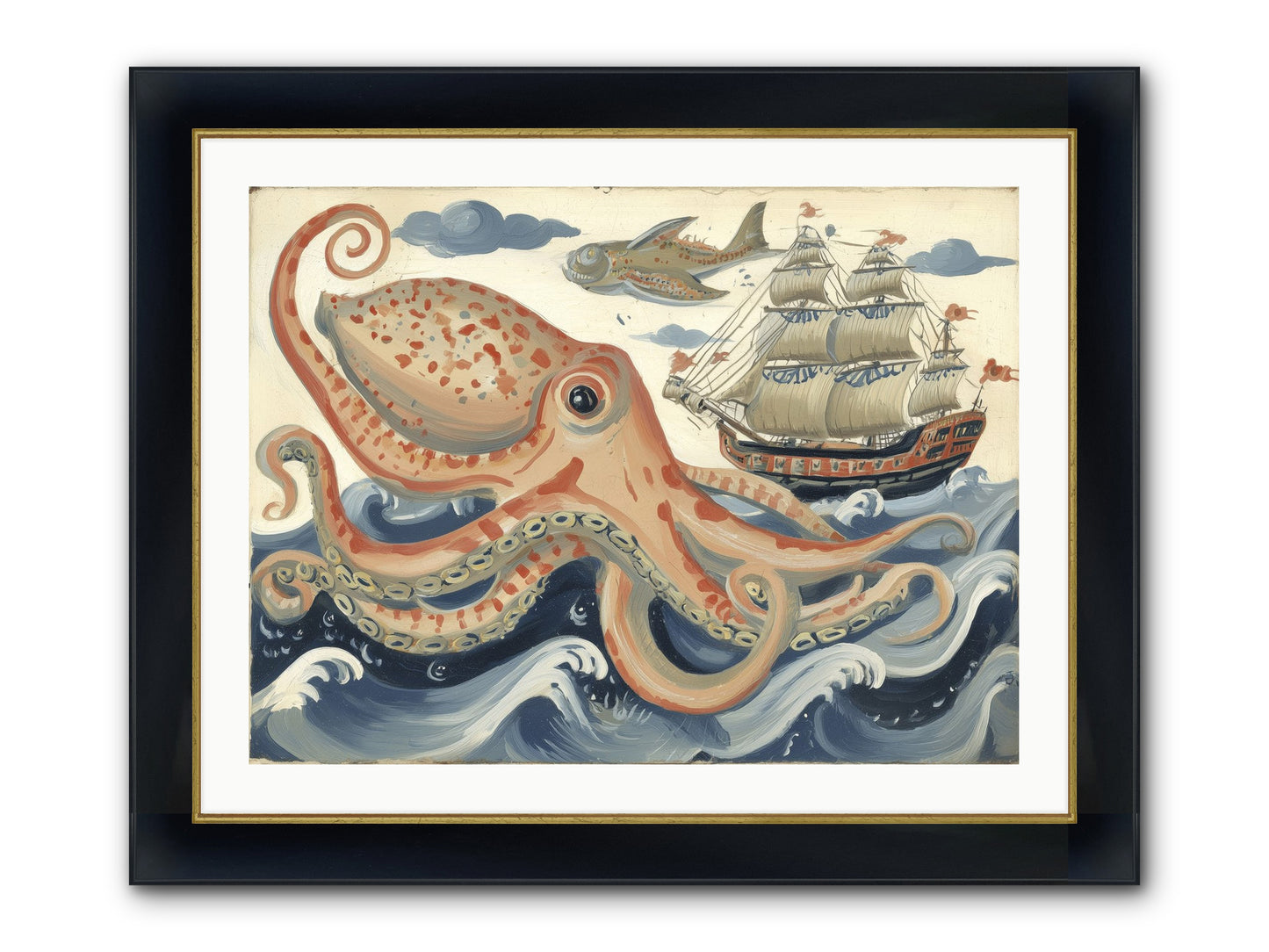 Wild Current Framed Print - Wide Black w/Gold 32x24