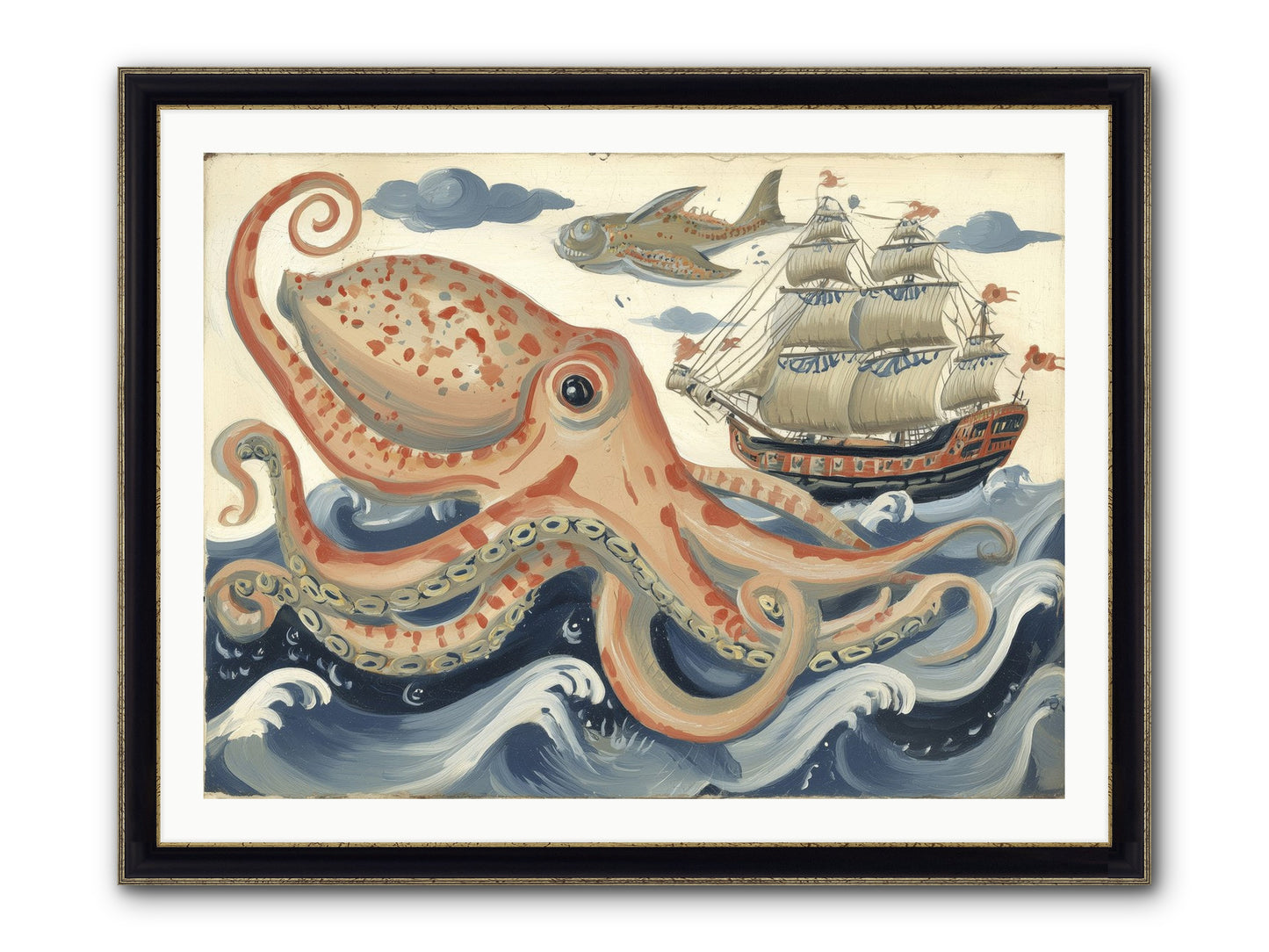 Wild Current Framed Print - Black & Gold 40x30