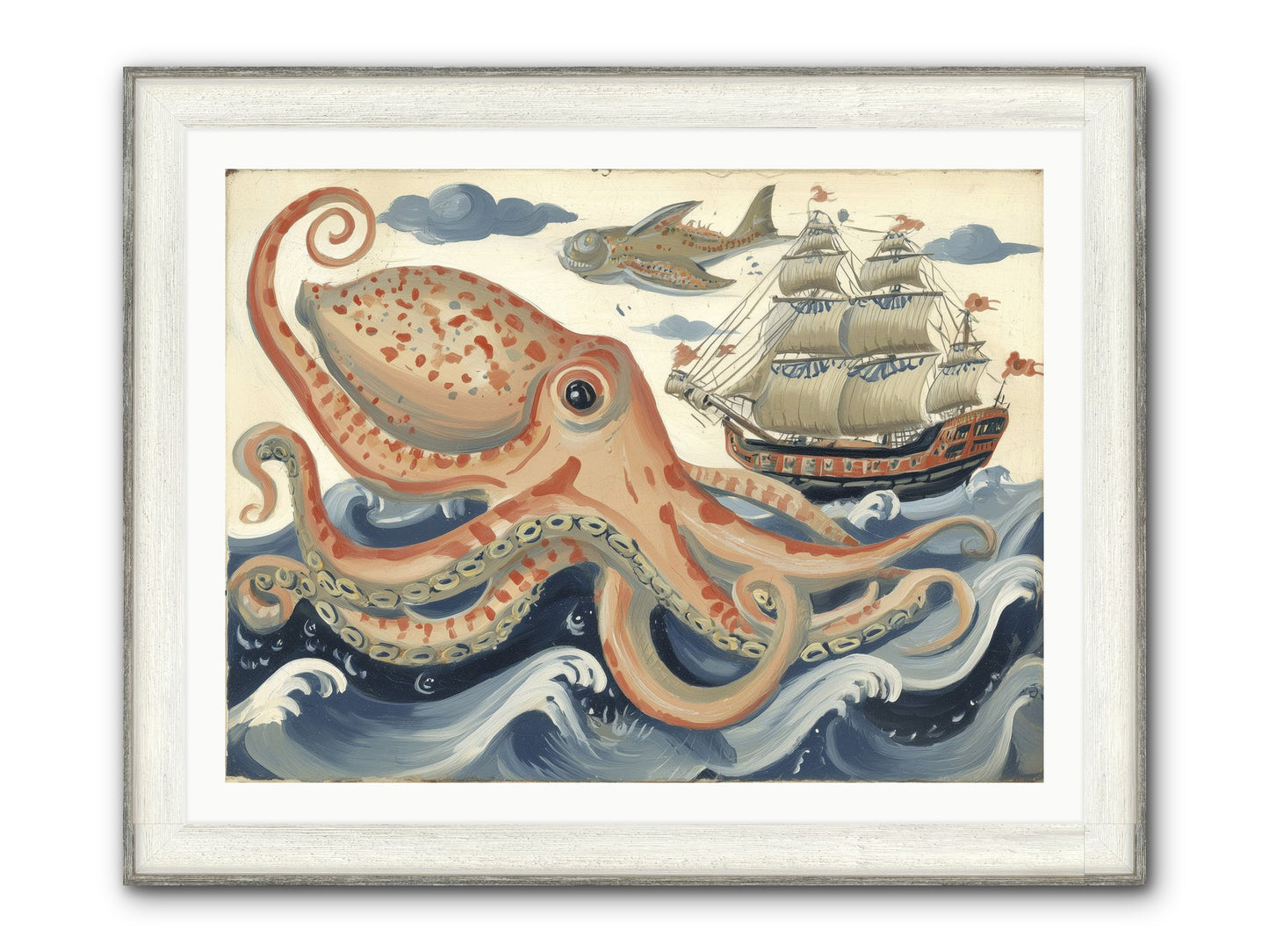 Wild Current Framed Print - Driftwood White 40x30