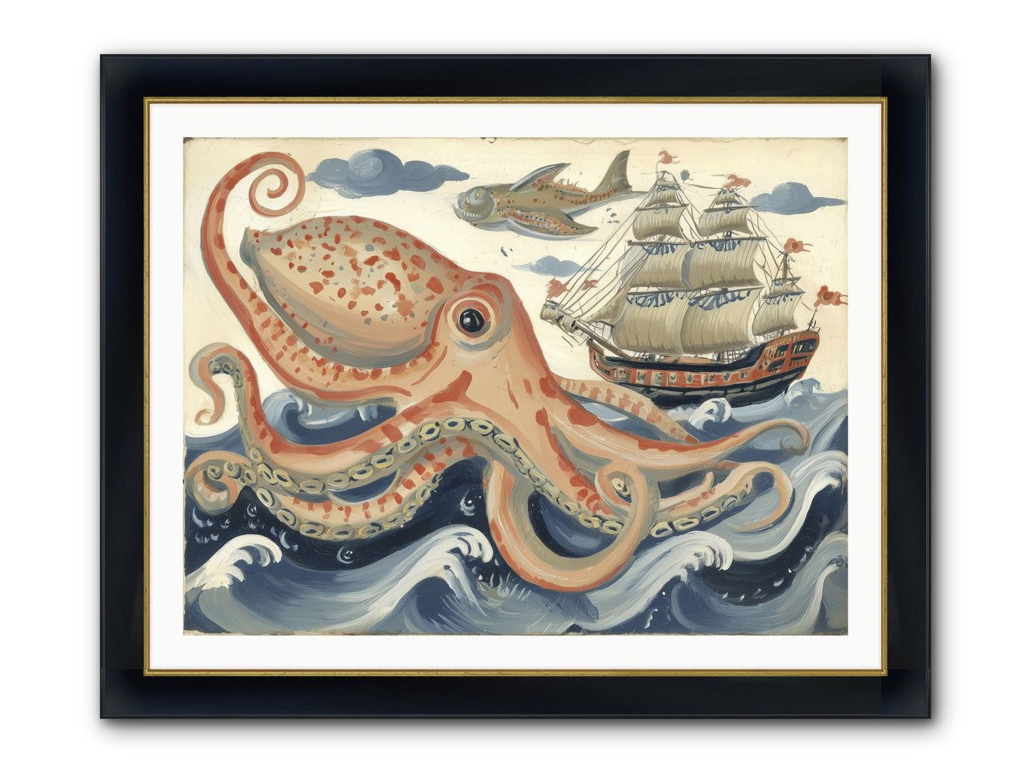 Wild Current Framed Print - Wide Black w/Gold 40x30