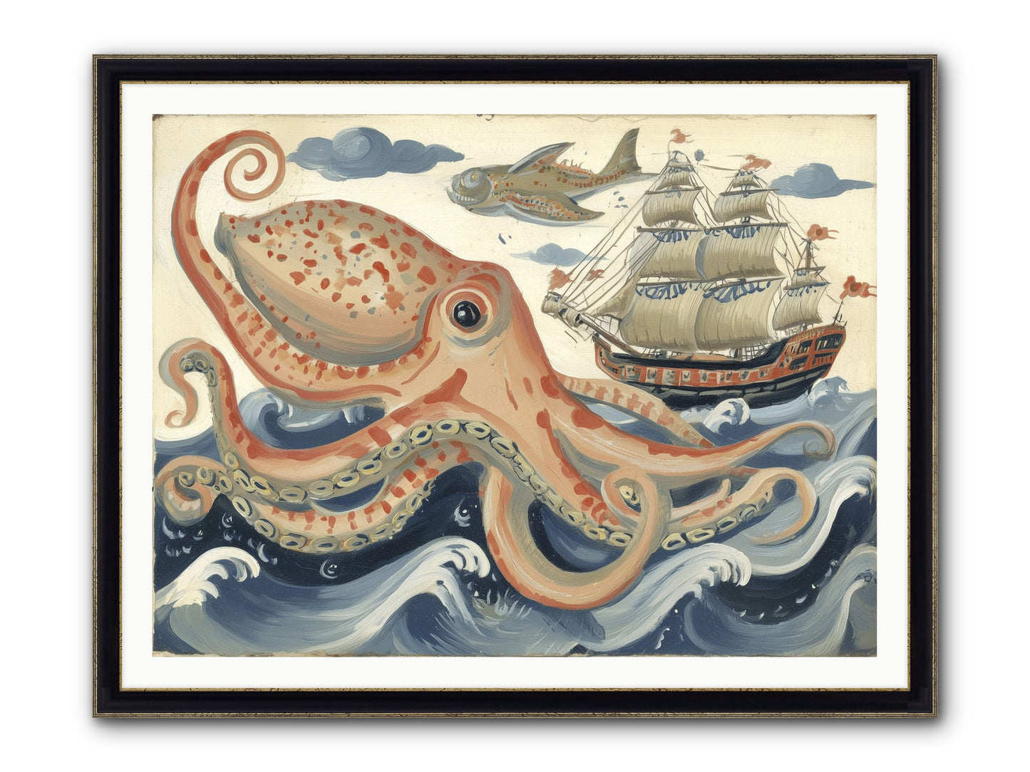 Wild Current Framed Print - Black & Gold 48x36