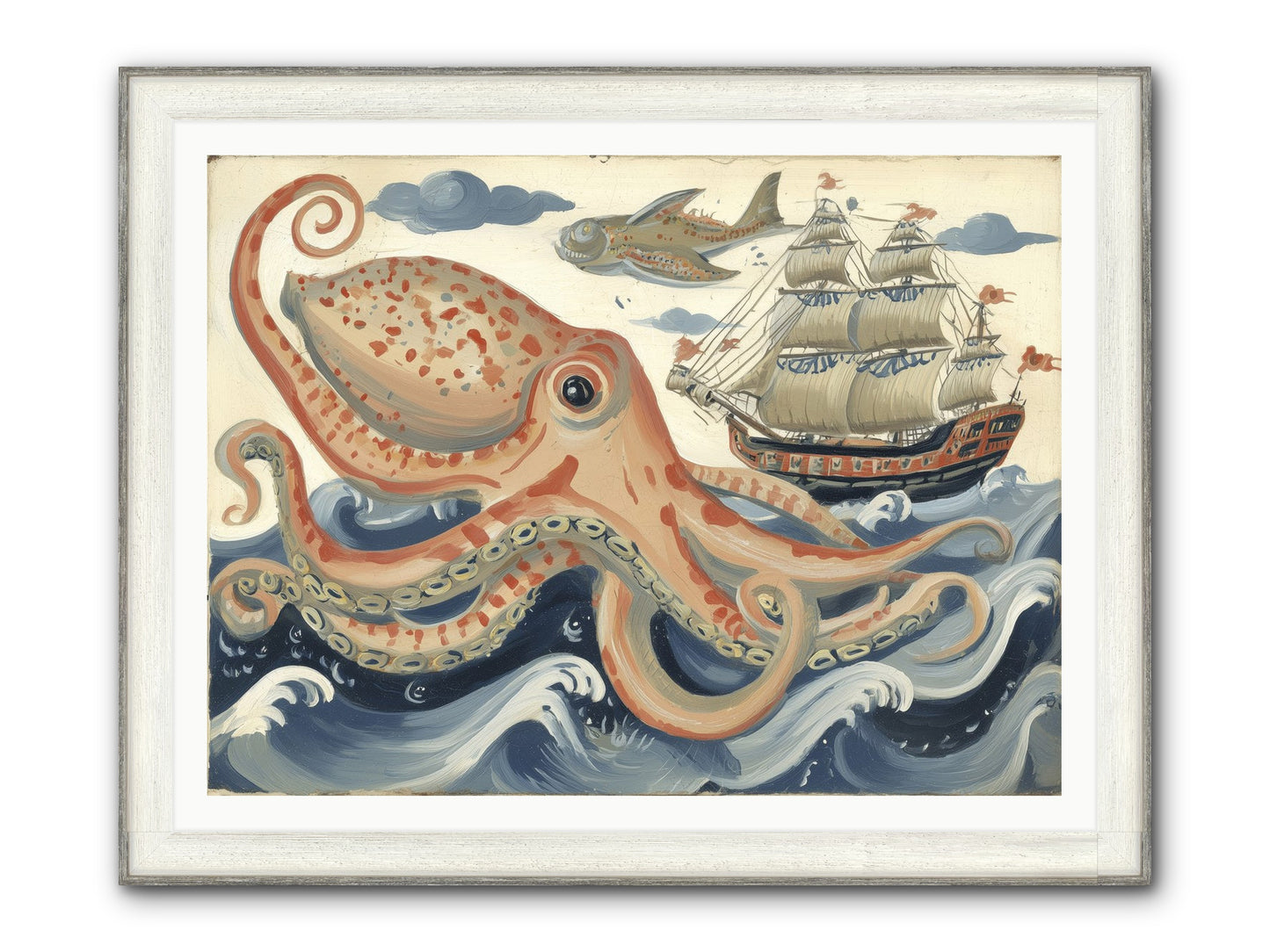 Wild Current Framed Print - Driftwood White 48x36