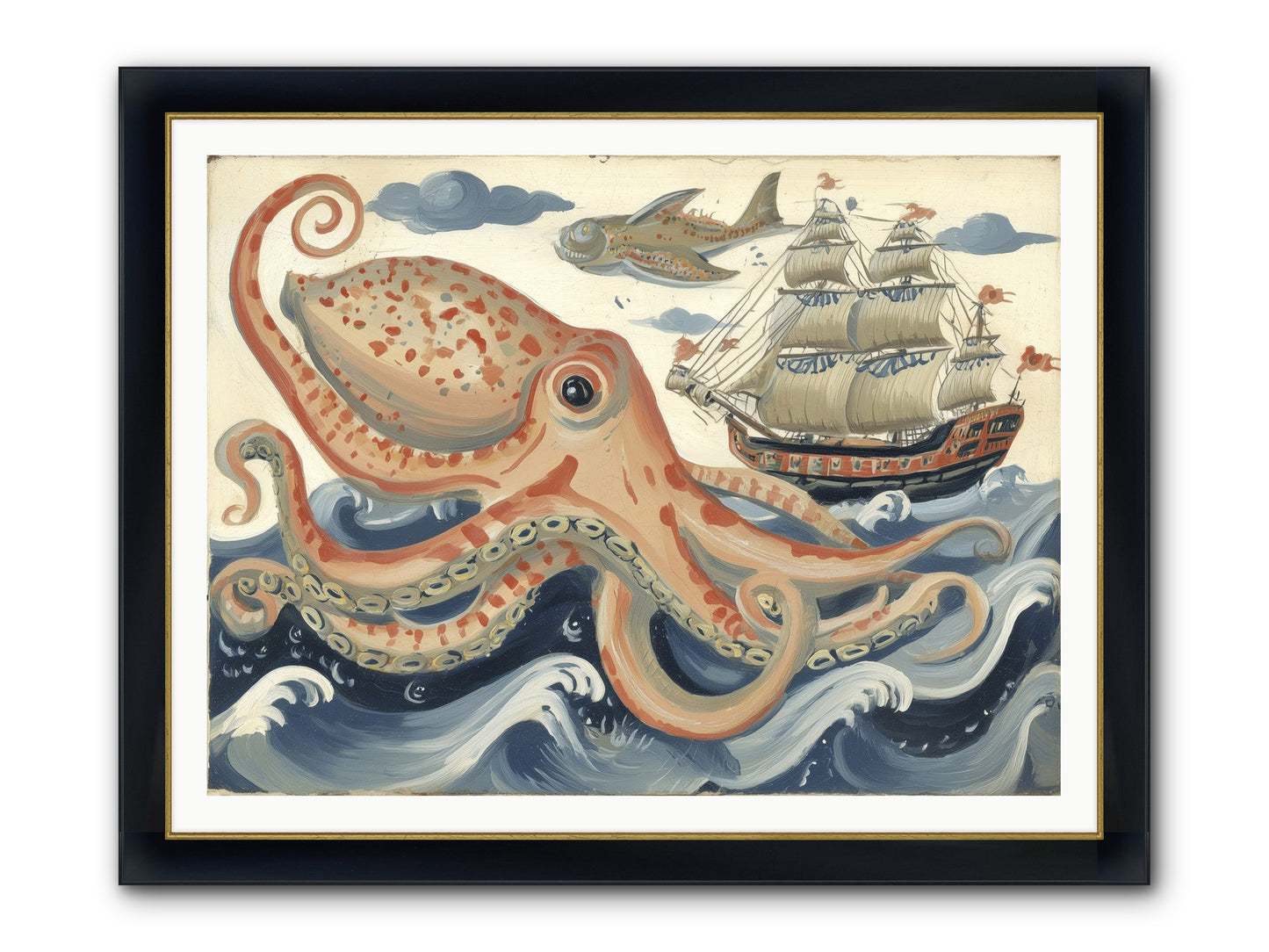 Wild Current Framed Print - Wide Black w/Gold 48x36