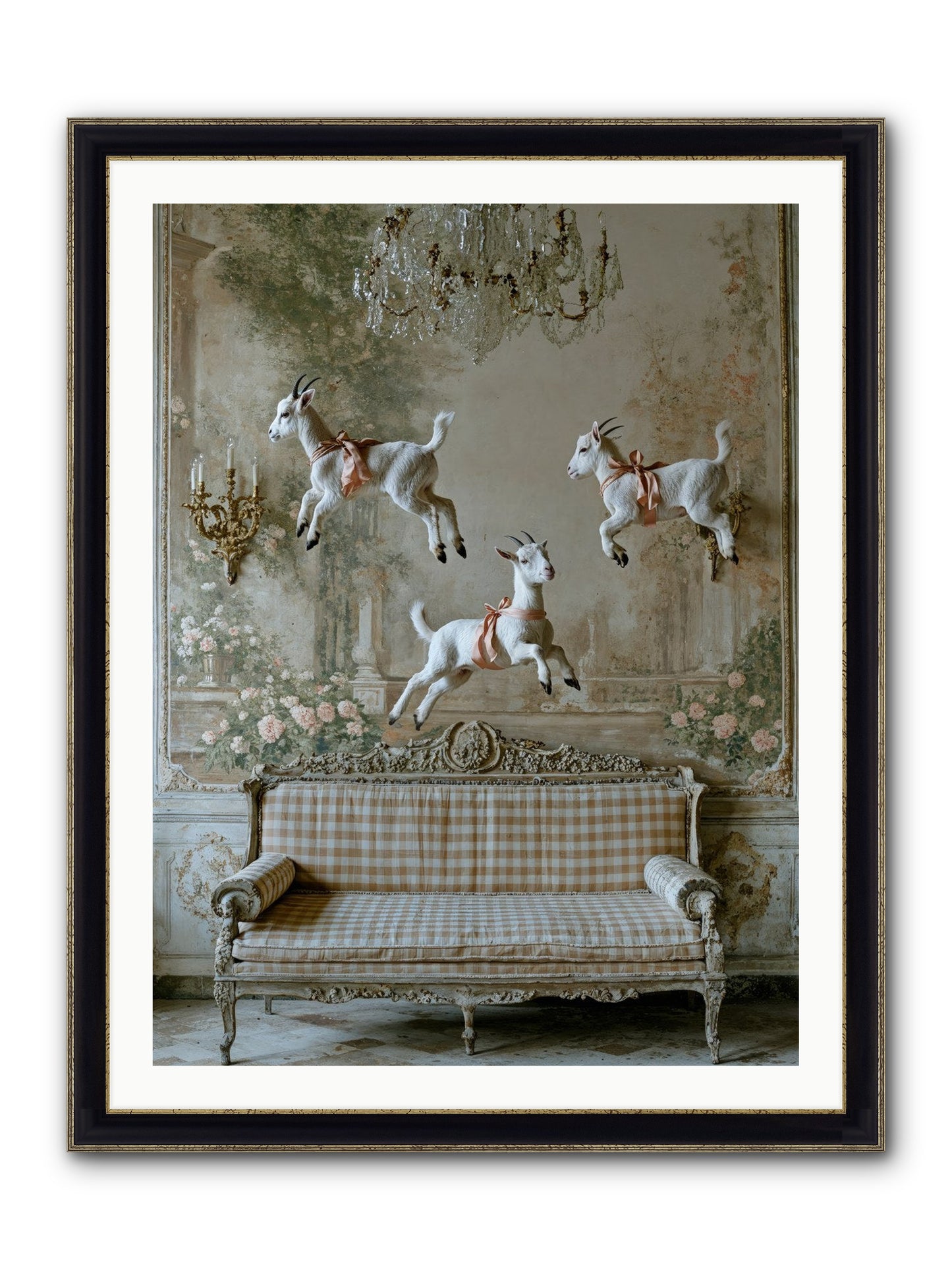 Wild Hearts Framed Print - Black & Gold 30x40