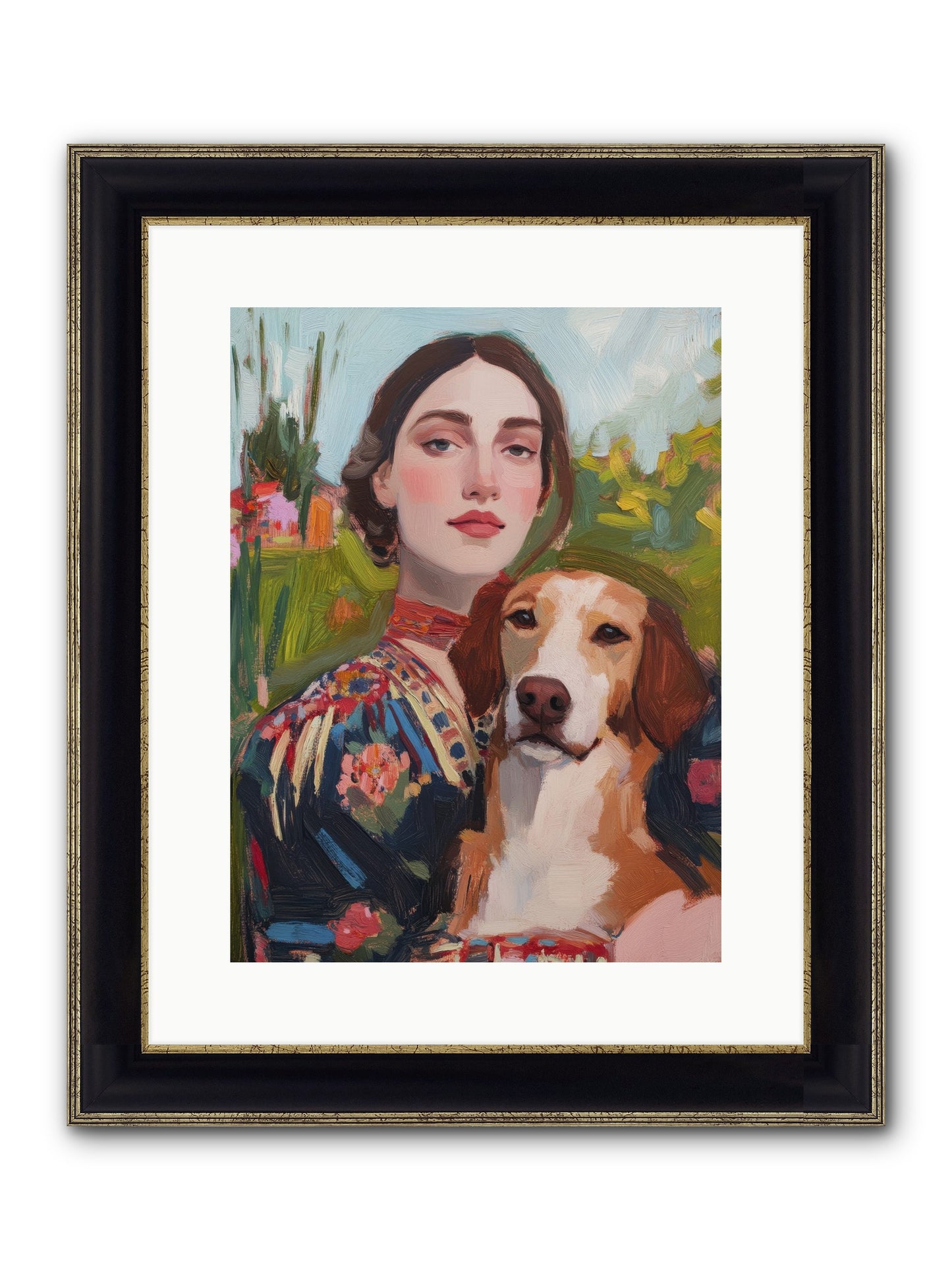 Wild Rose Framed Print - Black & Gold 12x16