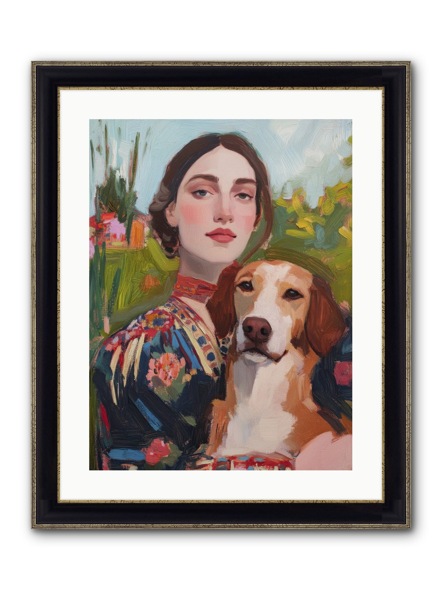 Wild Rose Framed Print - Black & Gold 18x24