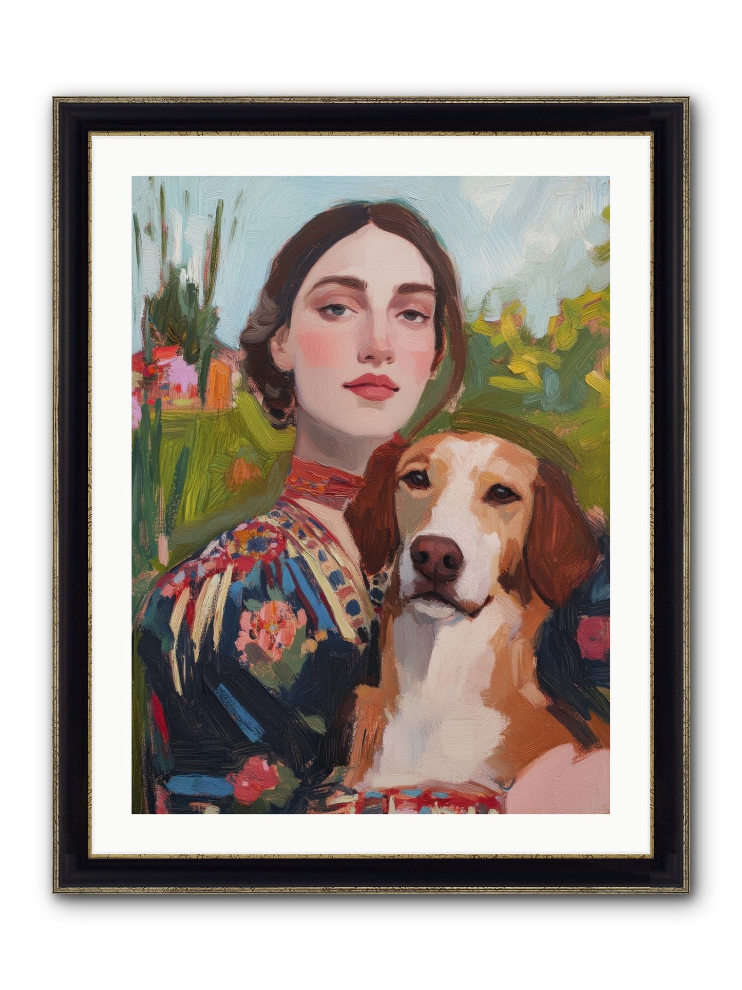 Wild Rose Framed Print - Black & Gold 24x32