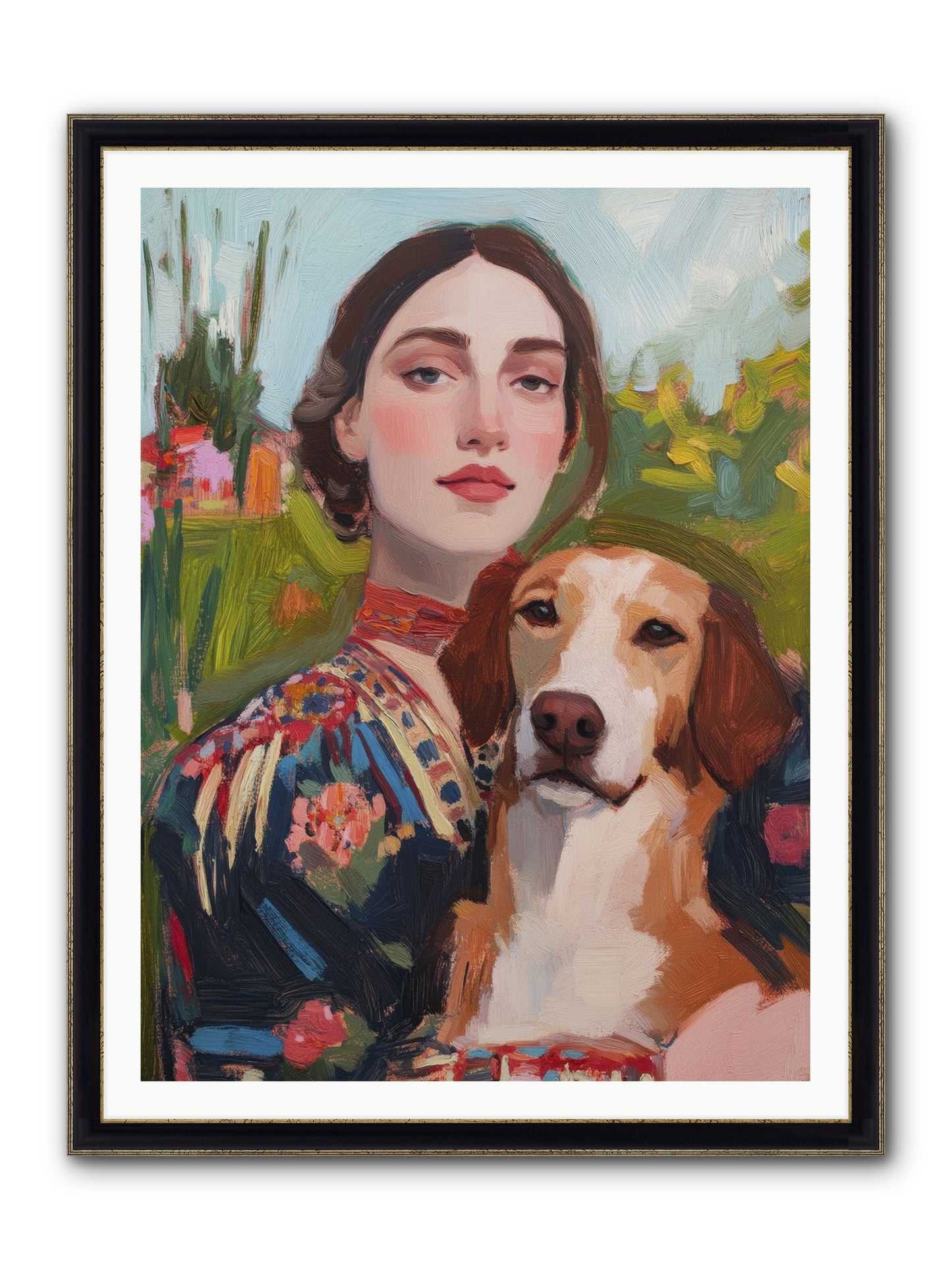 Wild Rose Framed Print - Black & Gold 36x48