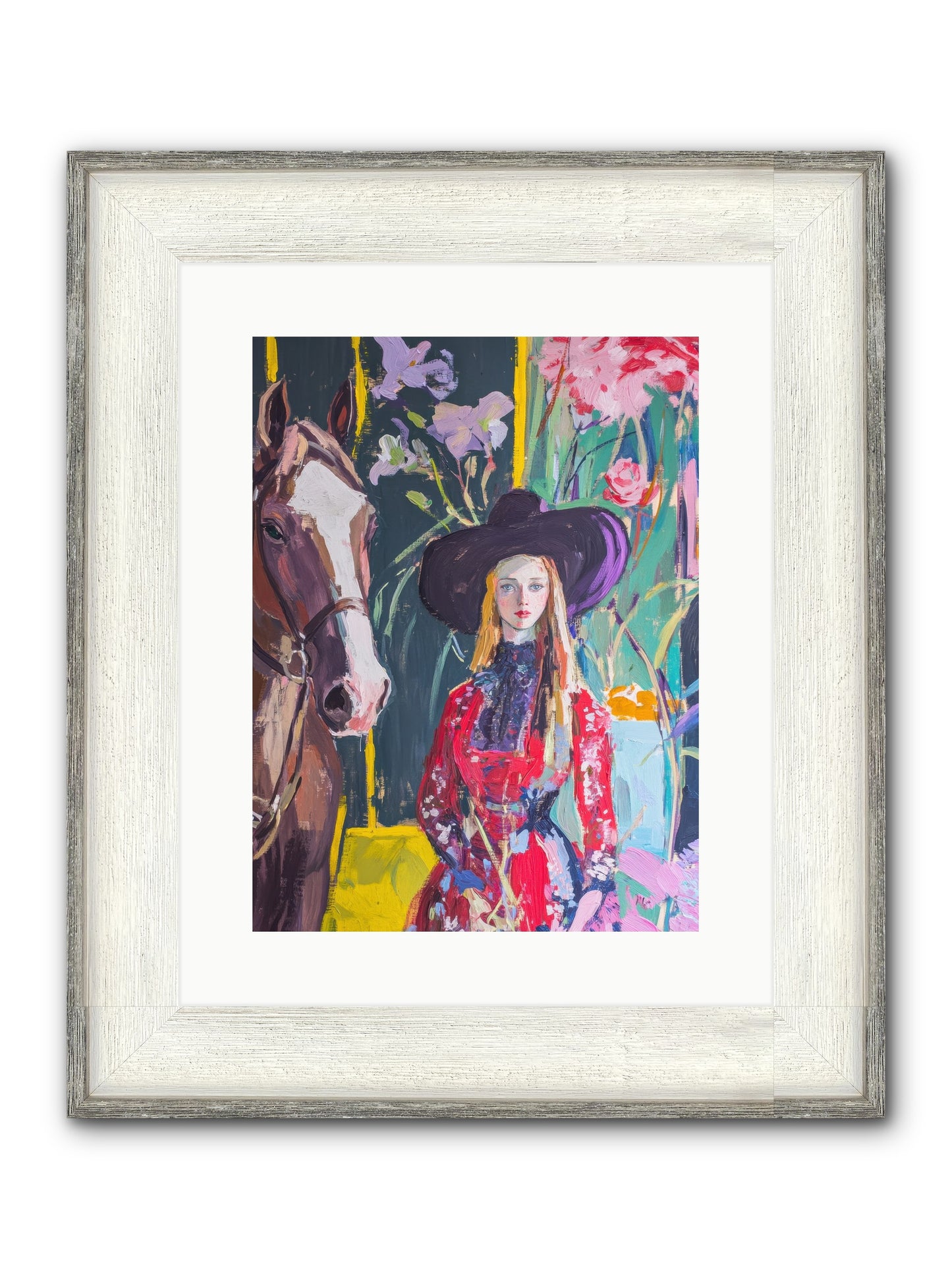 Wild Rose Rider Framed Print - Driftwood White 12x16