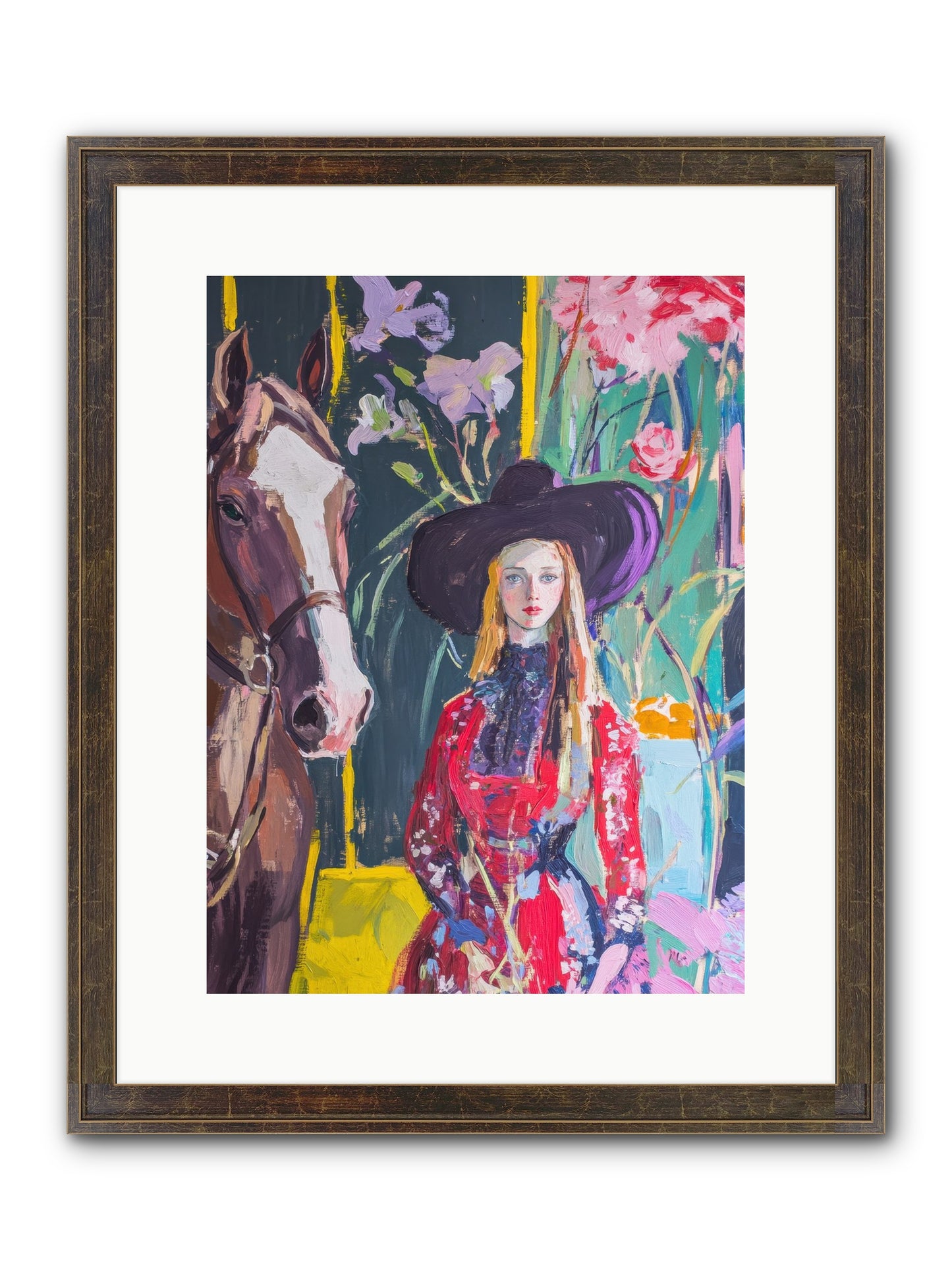 Wild Rose Rider Framed Print - Slimwoods Black/Gold 12x16