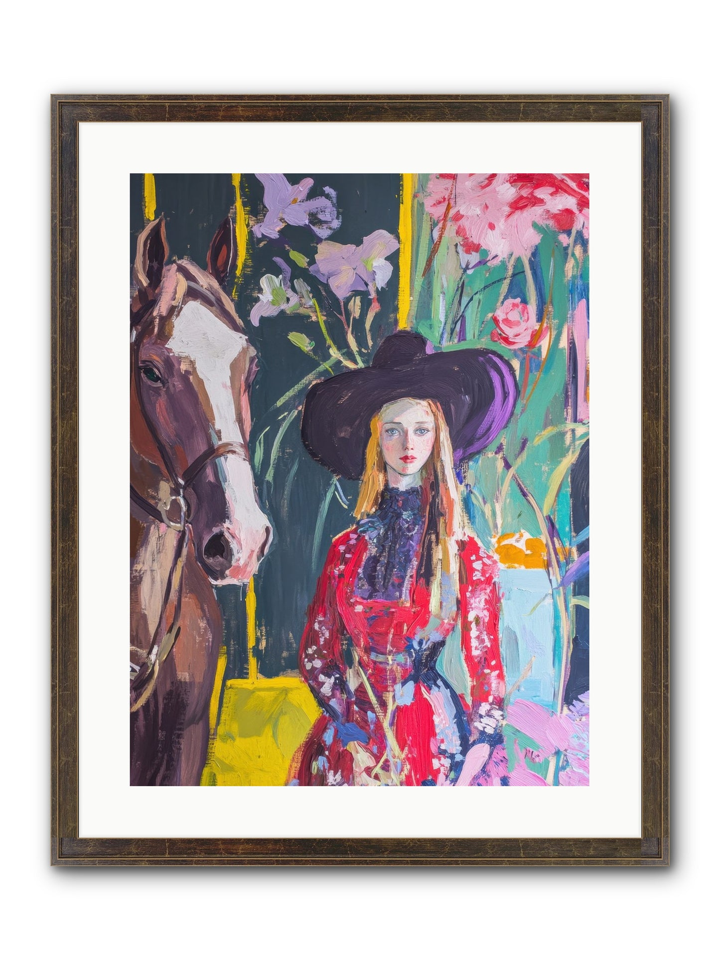 Wild Rose Rider Framed Print - Slimwoods Black/Gold 18x24