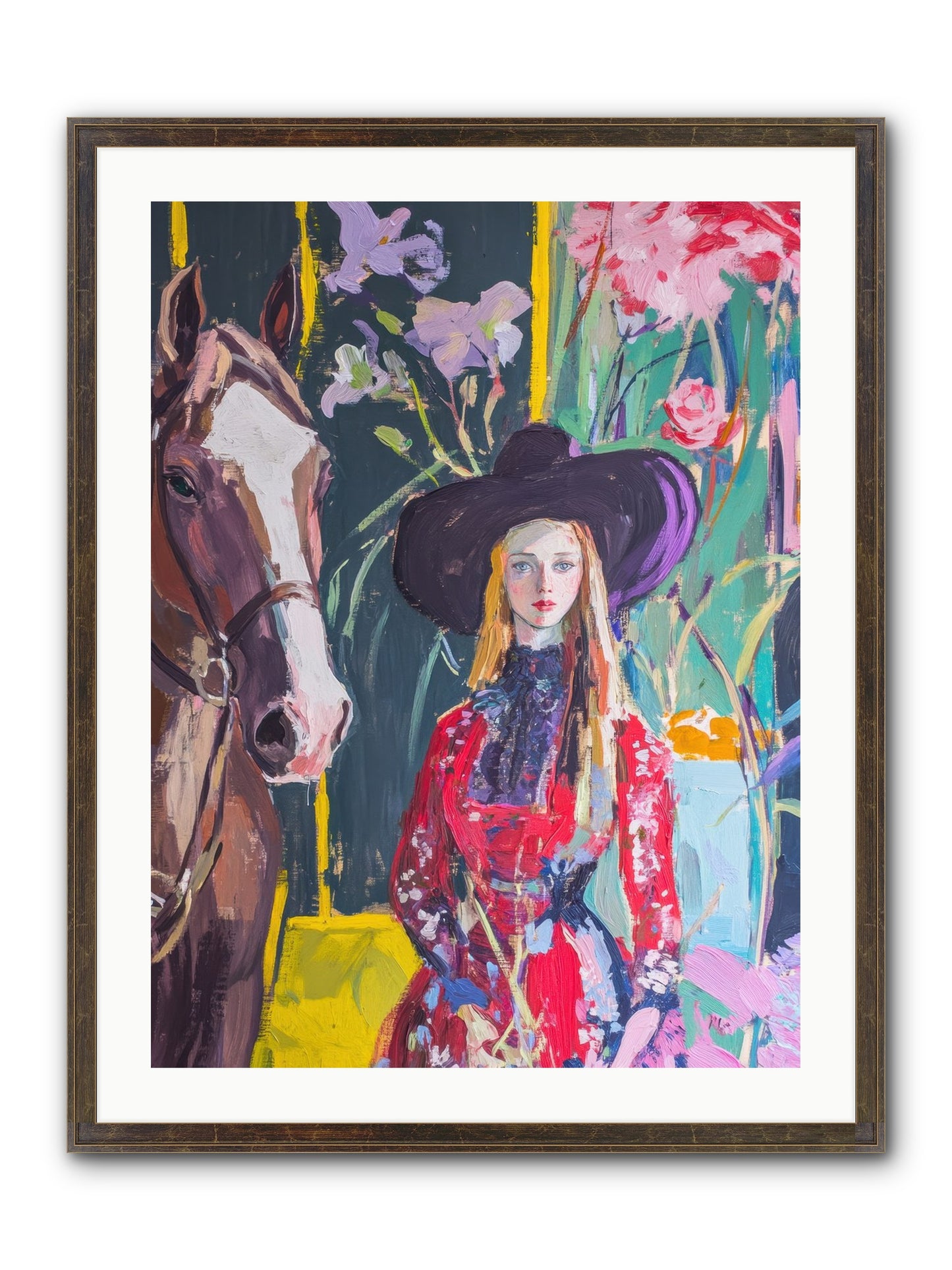 Wild Rose Rider Framed Print - Slimwoods Black/Gold 24x32
