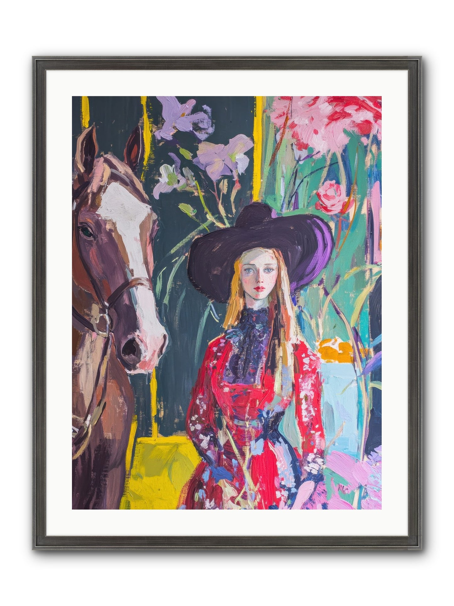 Wild Rose Rider Framed Print - Slimwoods Black/Silver 24x32