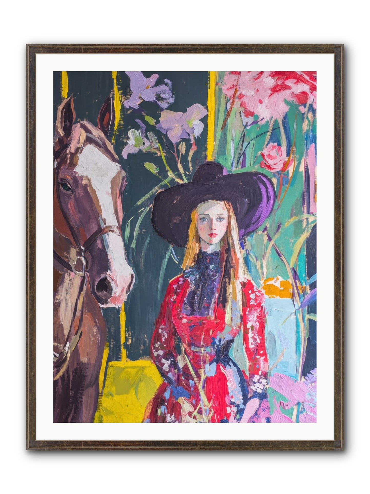 Wild Rose Rider Framed Print - Slimwoods Black/Gold 30x40