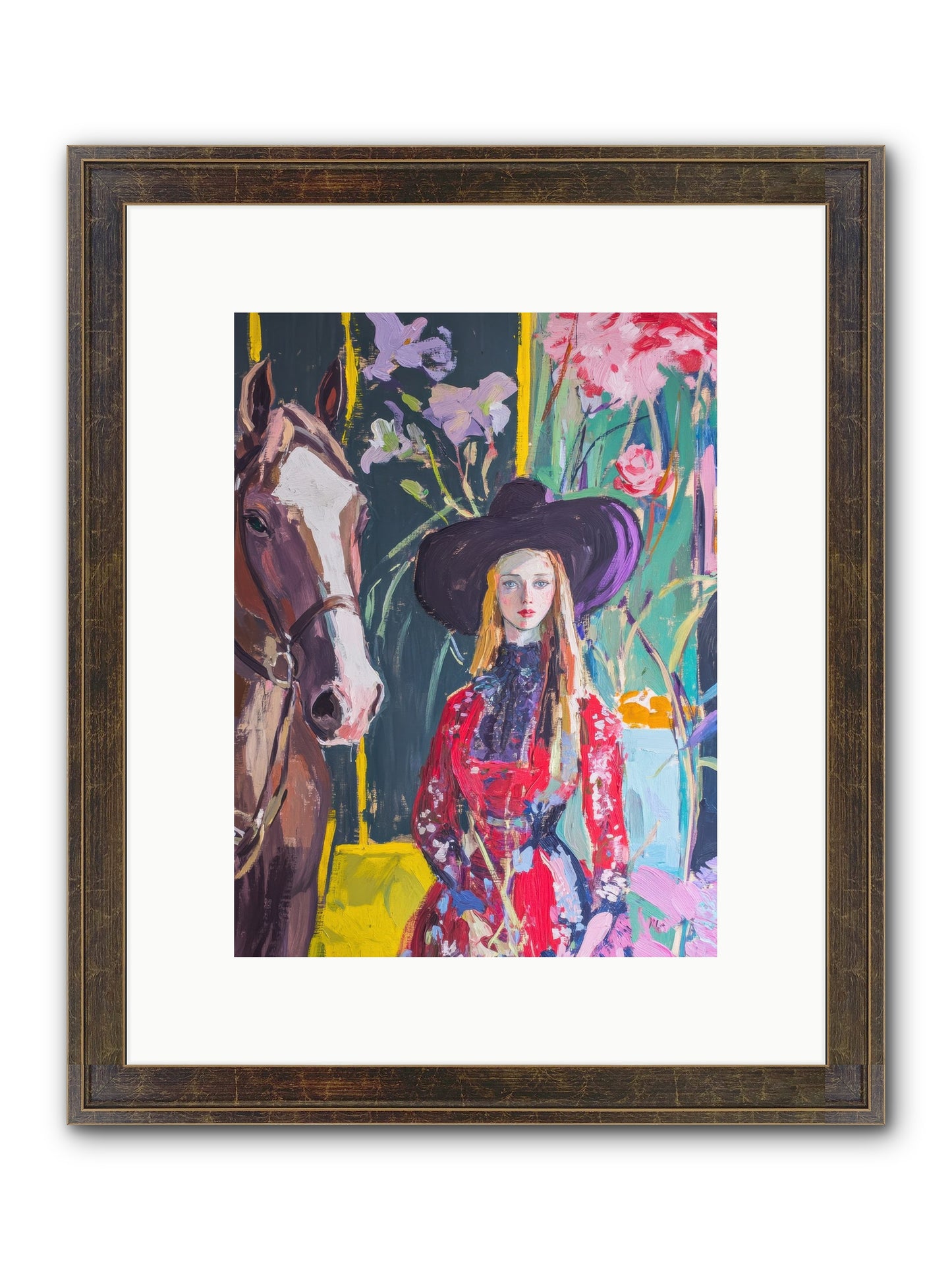 Wild Rose Rider Framed Print - Slimwoods Black/Gold 9x12