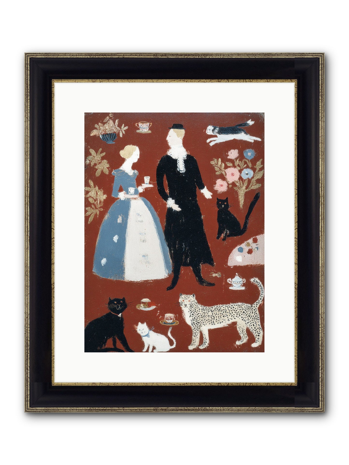 Wild Things Come For Tea Framed Print - Black & Gold 12x16