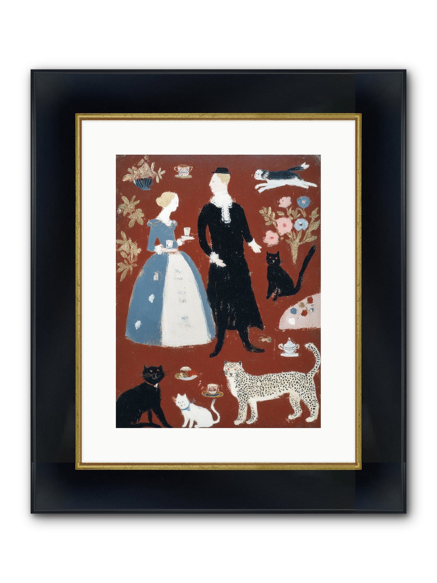 Wild Things Come For Tea Framed Print - Wide Black w/Gold 12x16