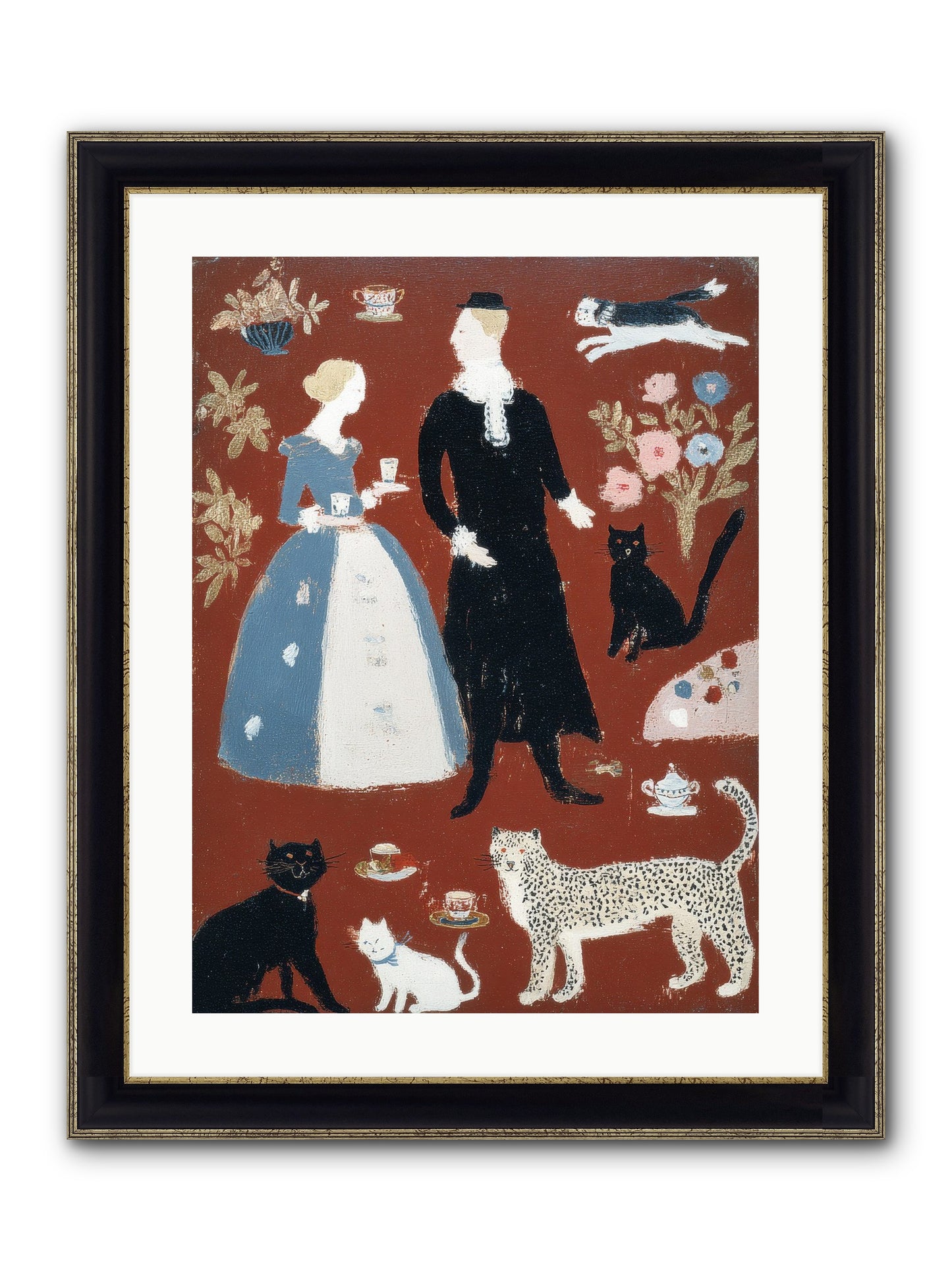 Wild Things Come For Tea Framed Print - Black & Gold 18x24