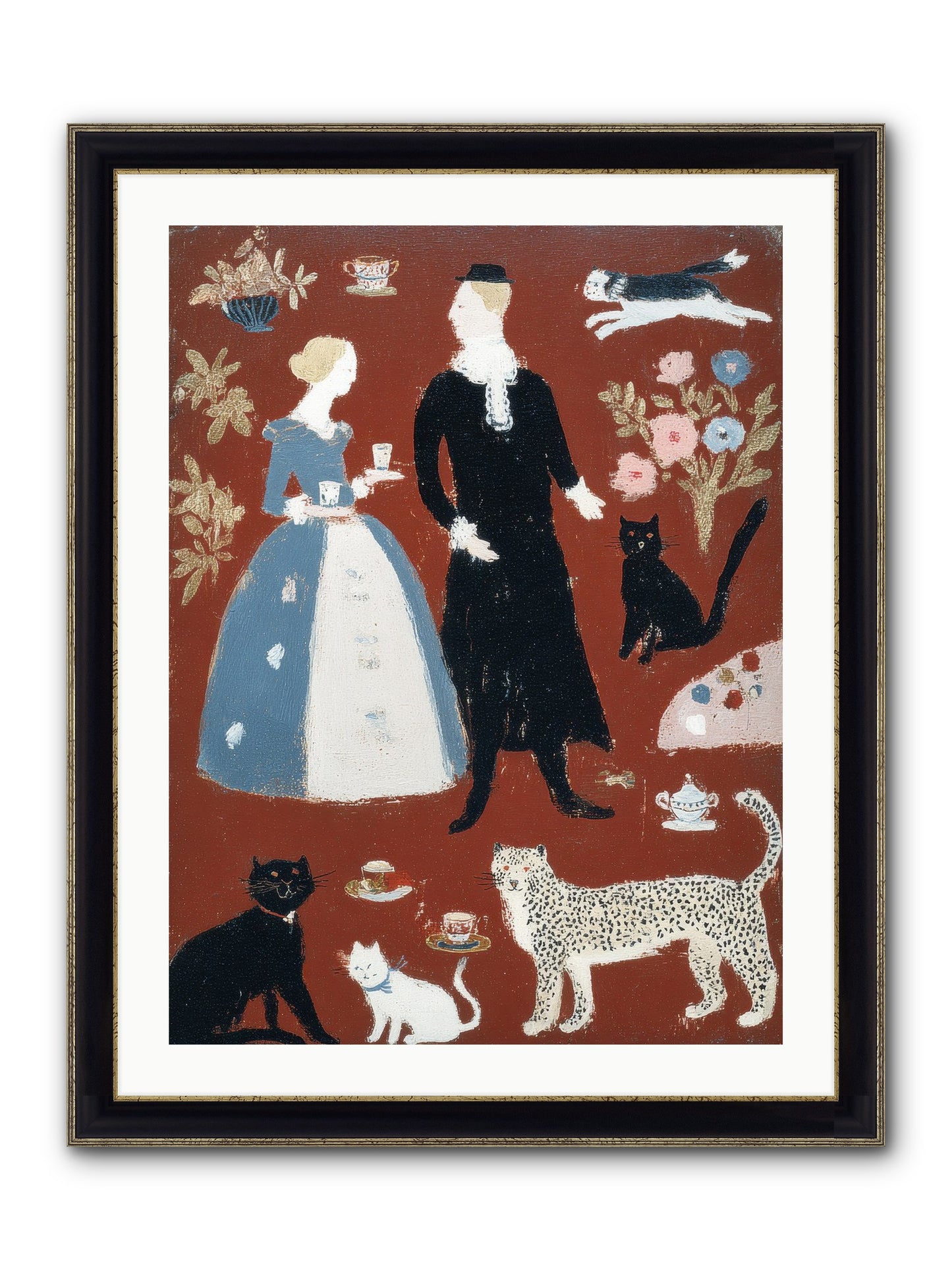 Wild Things Come For Tea Framed Print - Black & Gold 24x32