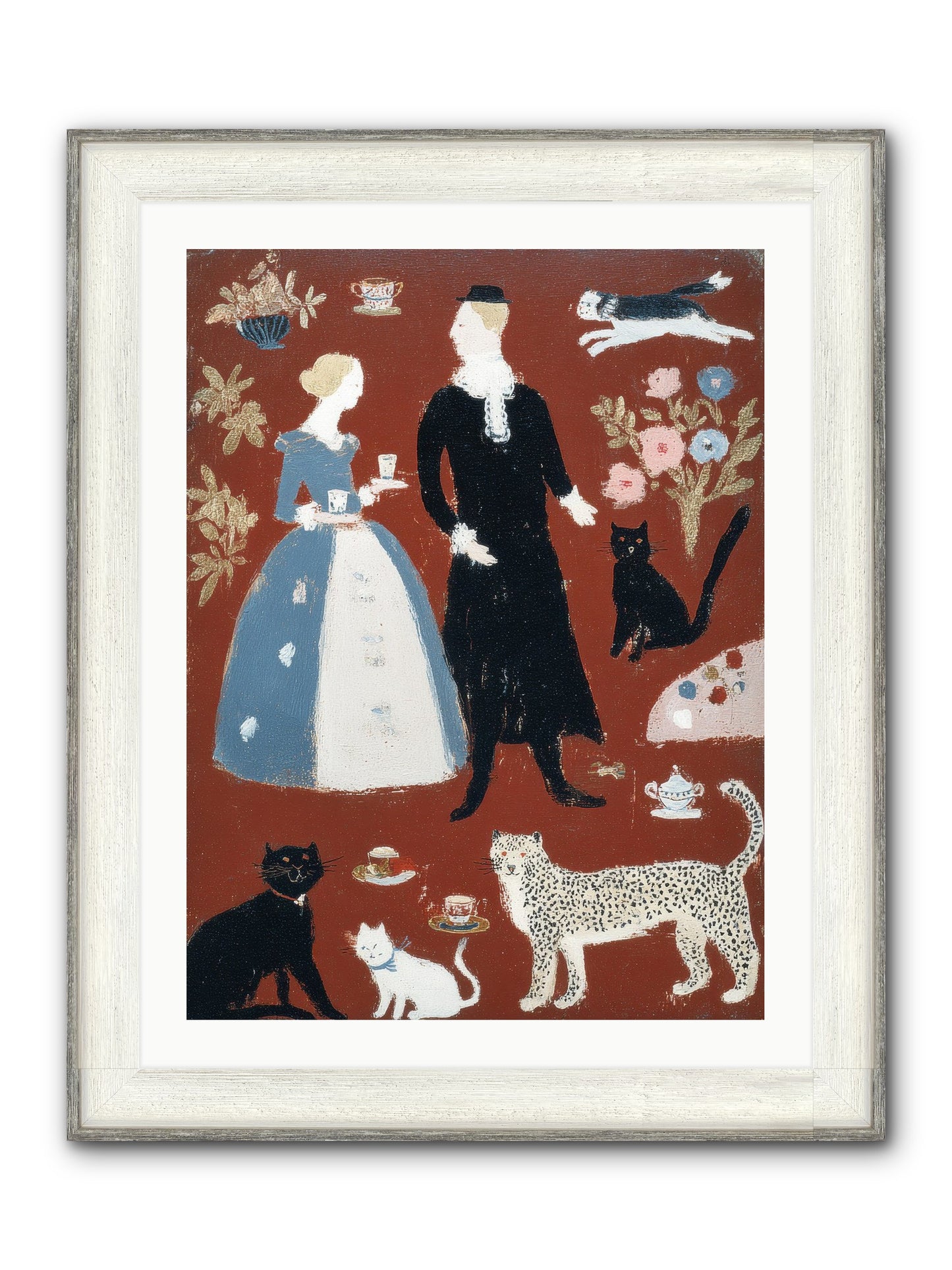 Wild Things Come For Tea Framed Print - Driftwood White 24x32
