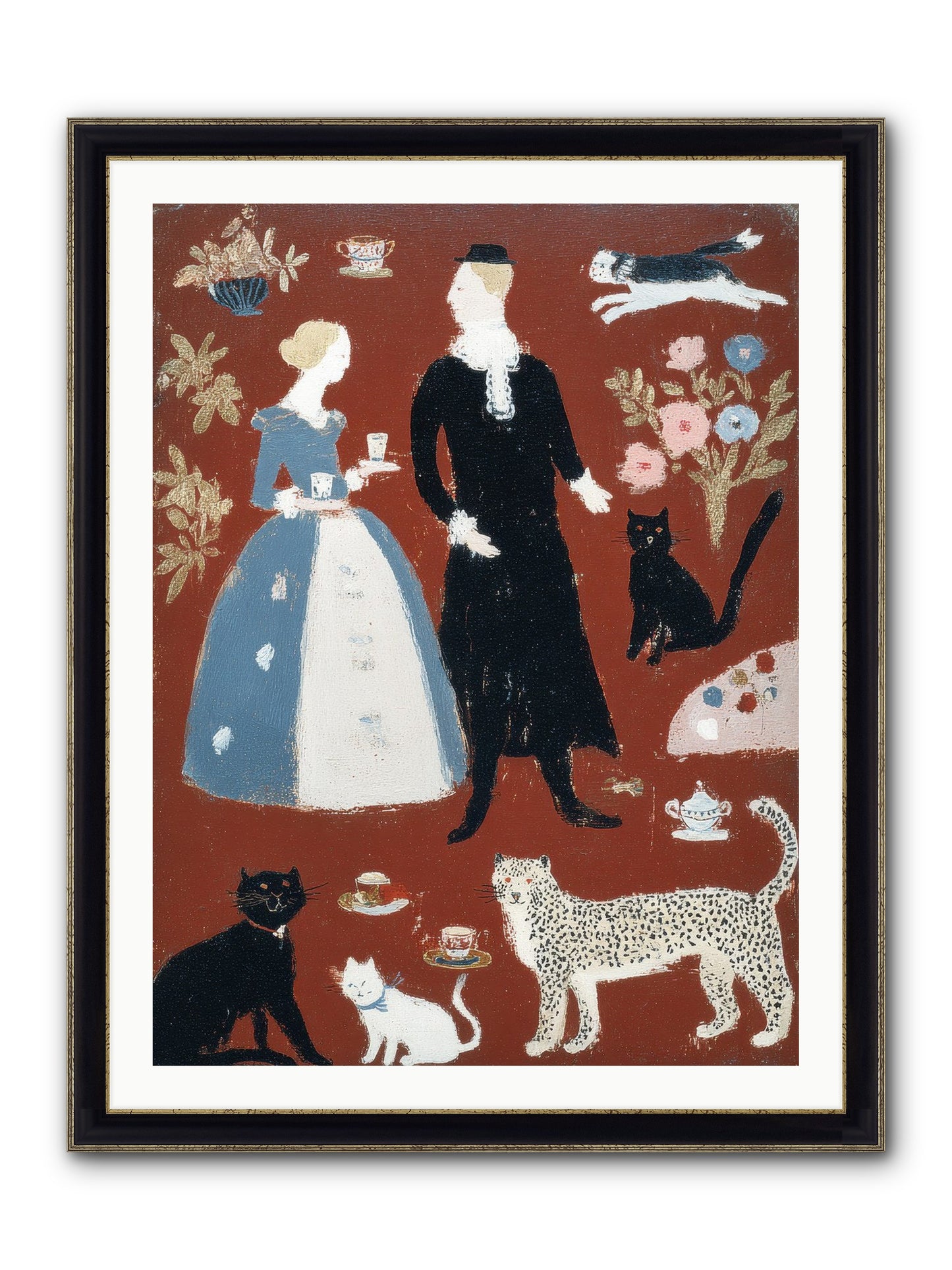 Wild Things Come For Tea Framed Print - Black & Gold 30x40