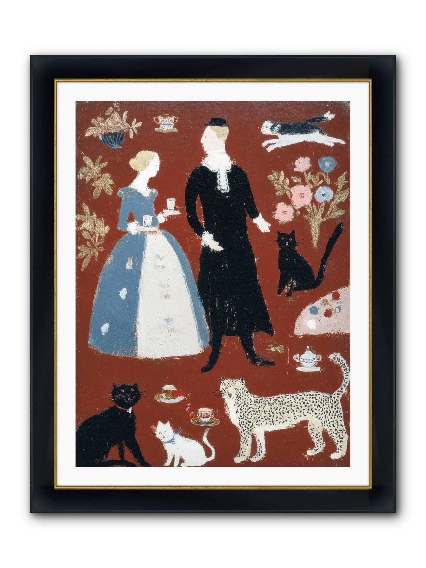 Wild Things Come For Tea Framed Print - Wide Black w/Gold 30x40