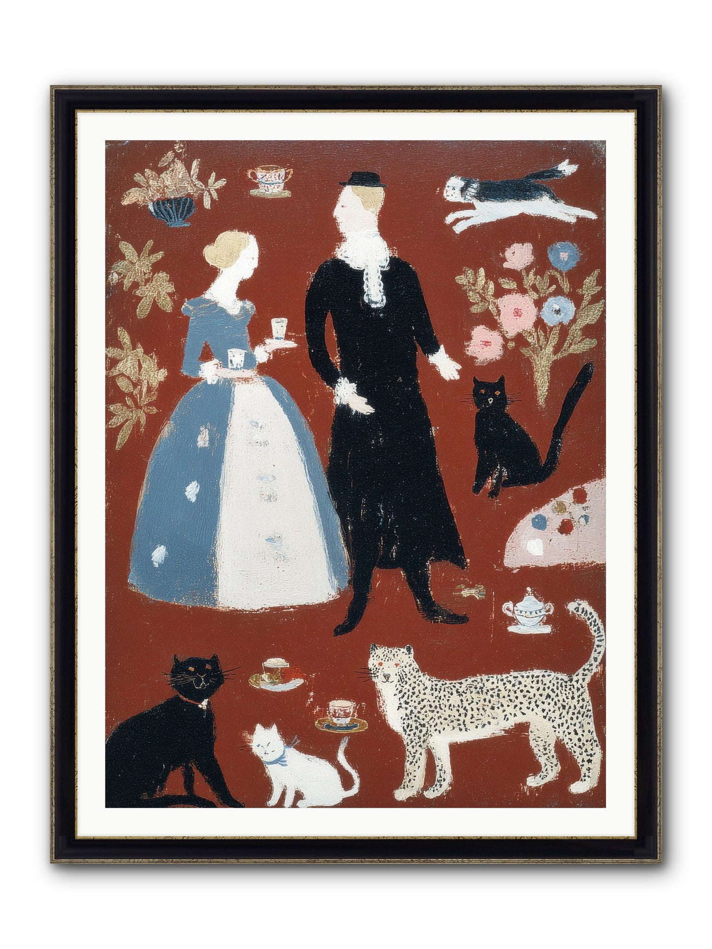 Wild Things Come For Tea Framed Print - Black & Gold 36x48