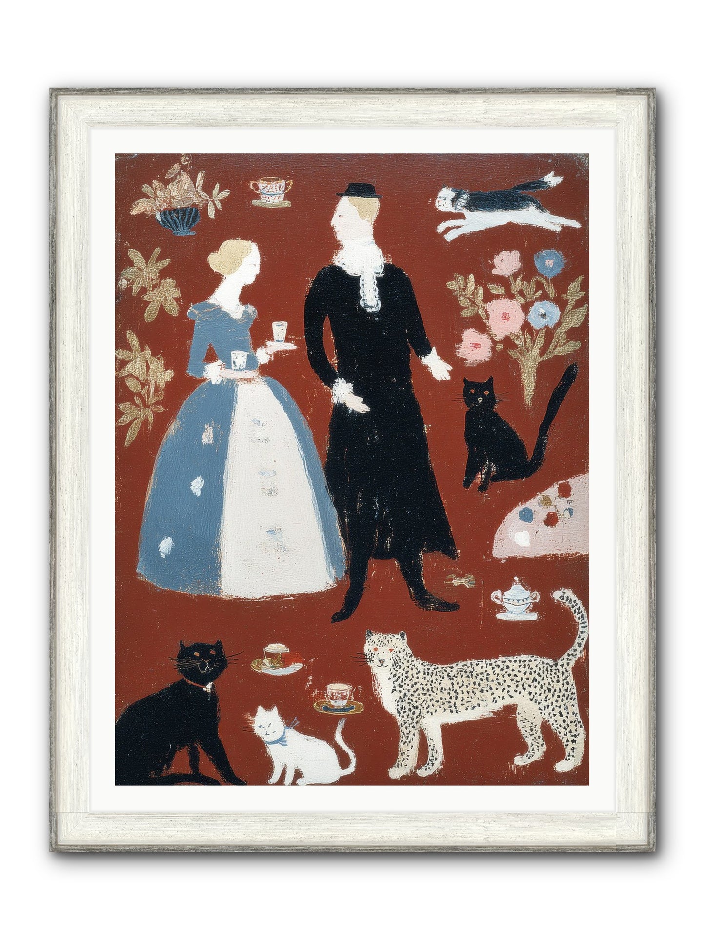Wild Things Come For Tea Framed Print - Driftwood White 36x48