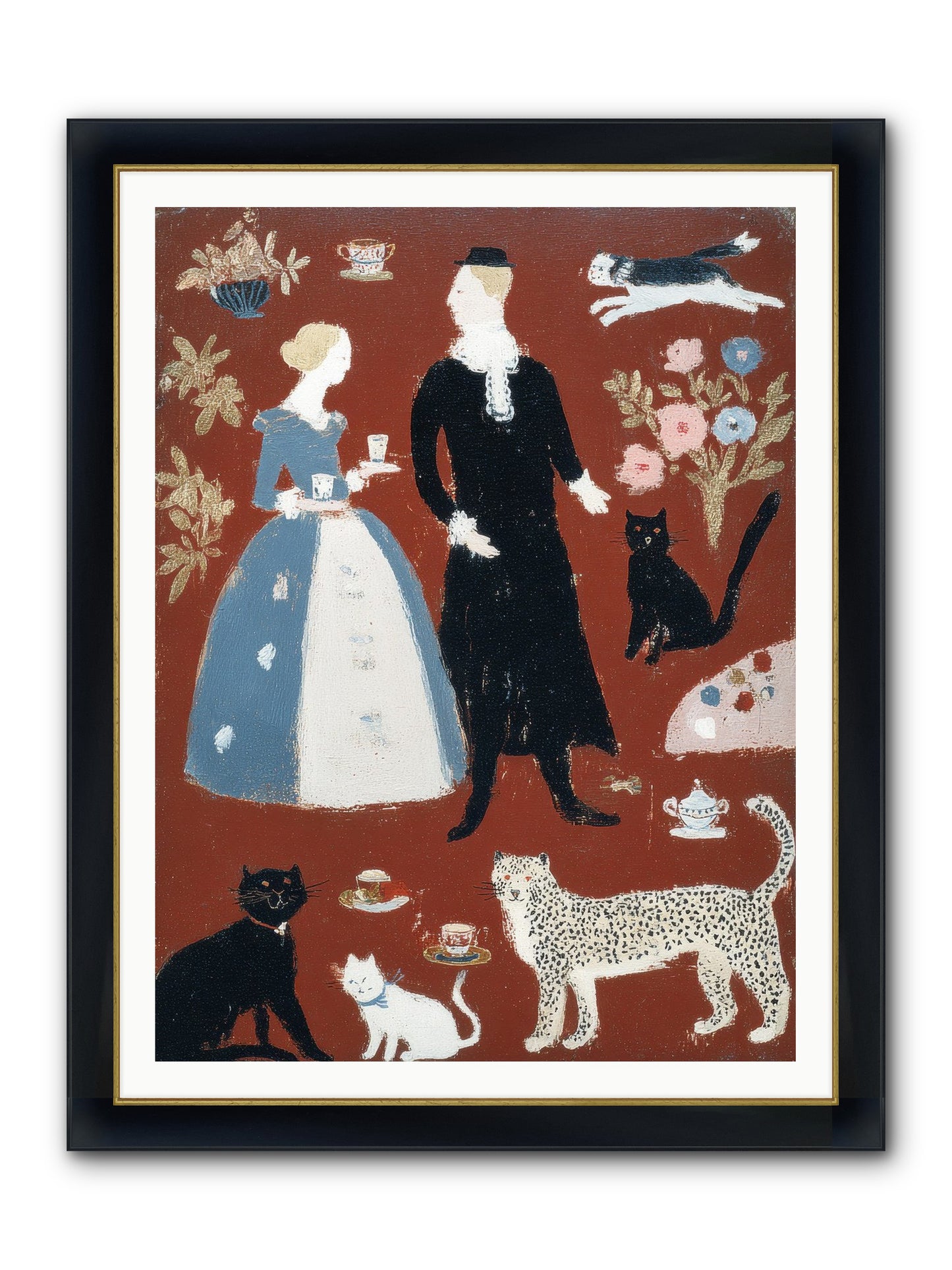 Wild Things Come For Tea Framed Print - Wide Black w/Gold 36x48