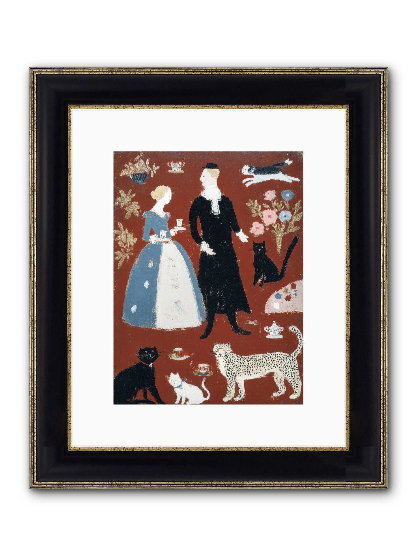 Wild Things Come For Tea Framed Print - Black & Gold 9x12