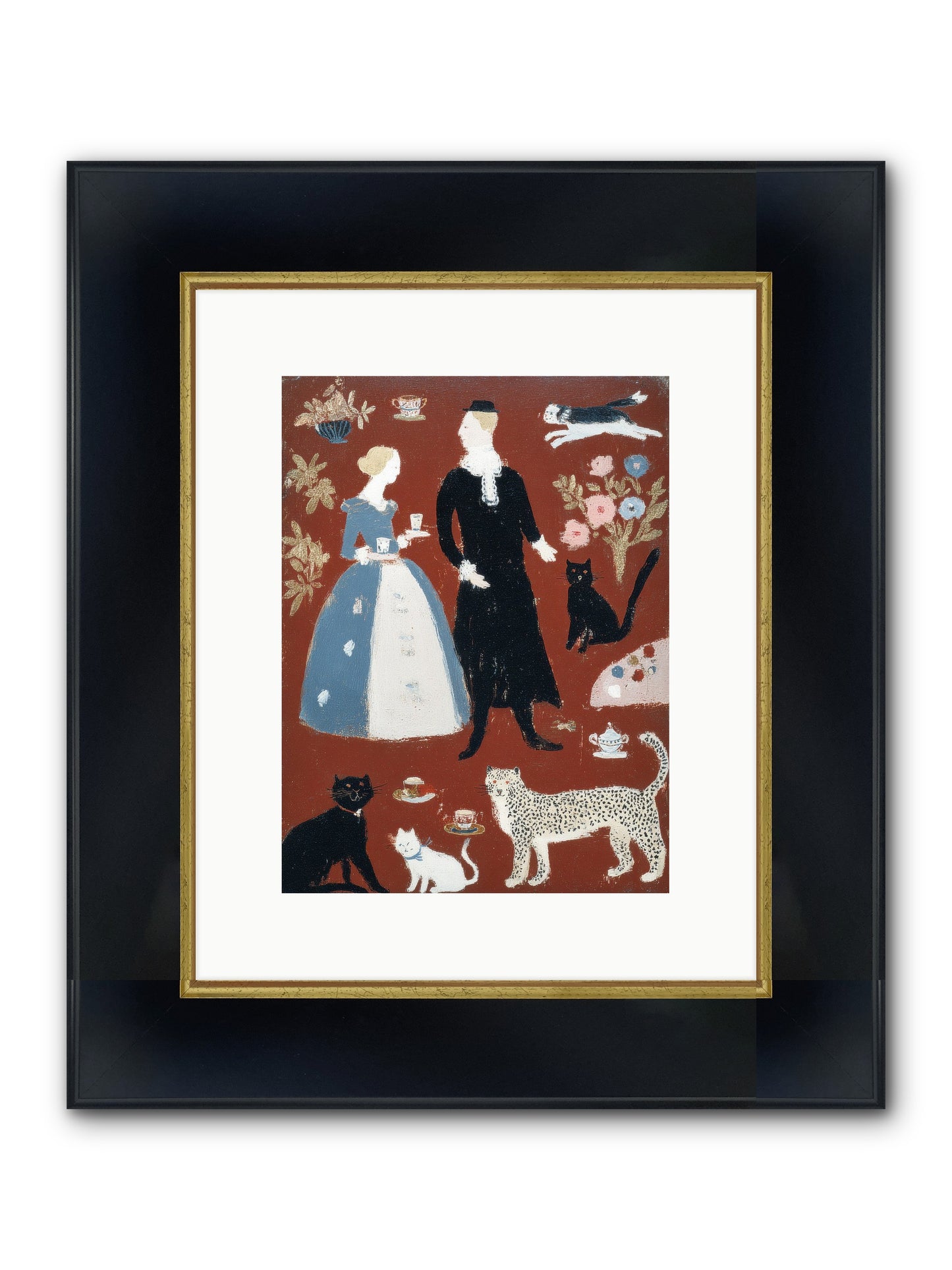 Wild Things Come For Tea Framed Print - Wide Black w/Gold 9x12